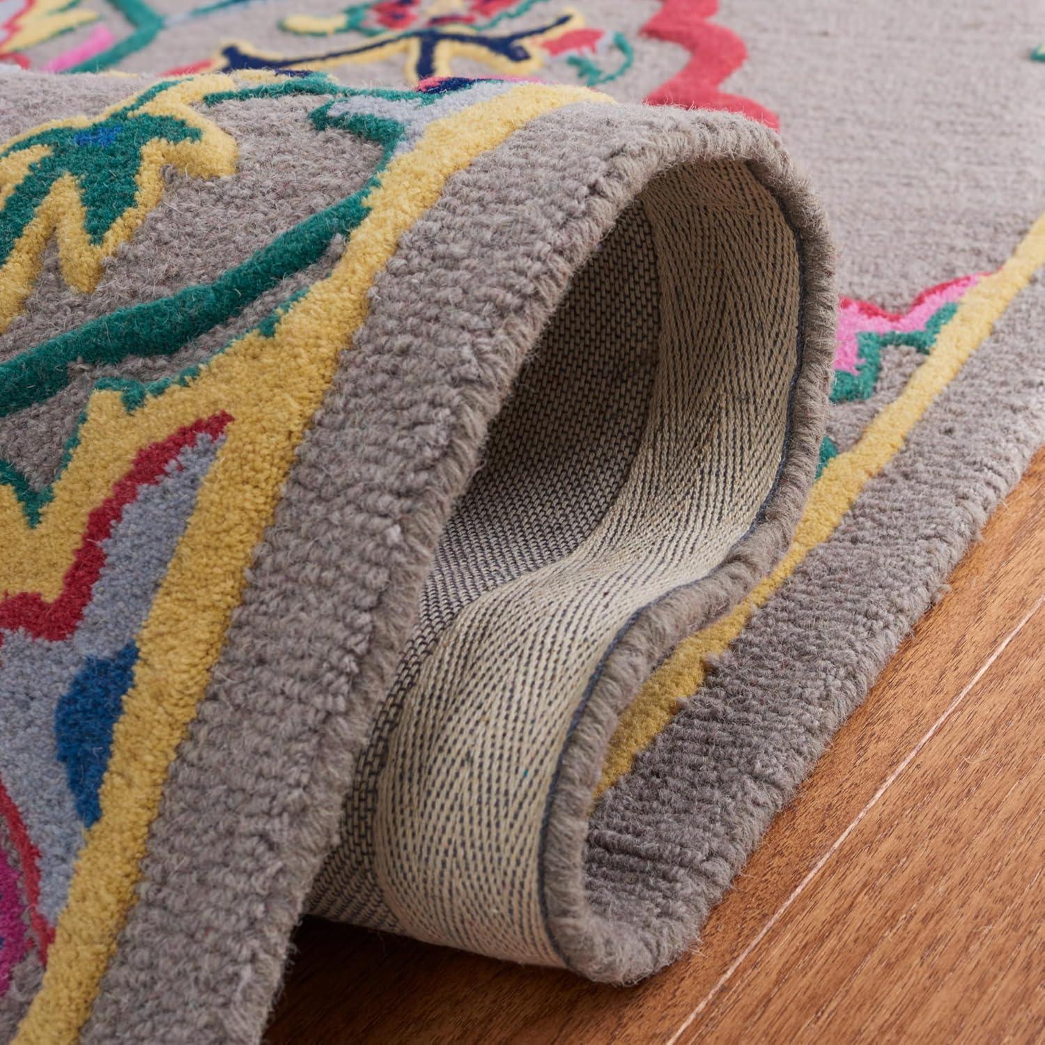 SAFAVIEH Bellagio Rio Floral Wool Area Rug, Dark Grey/Multi, 5' x 8'