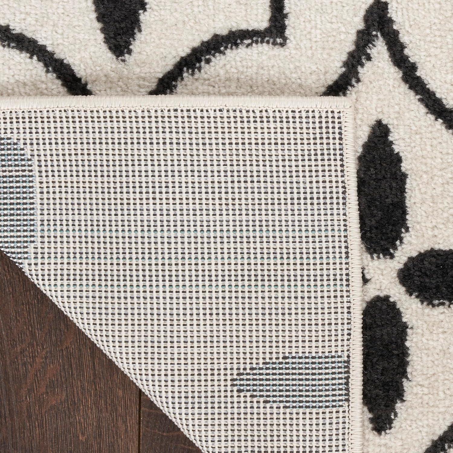 Nourison Essentials Moroccan Modern Indoor Outdoor Rug Ivory Black 8' x 10'