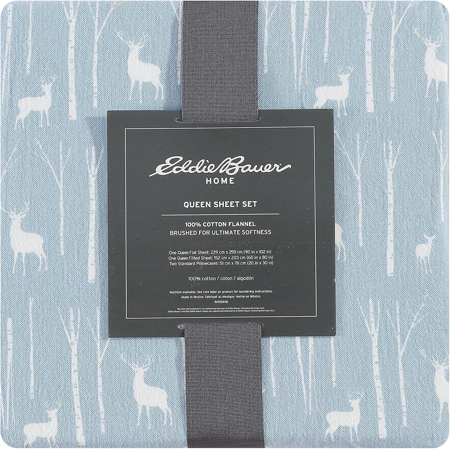 Twin Blue Cotton Flannel Birch Forest Sheet Set