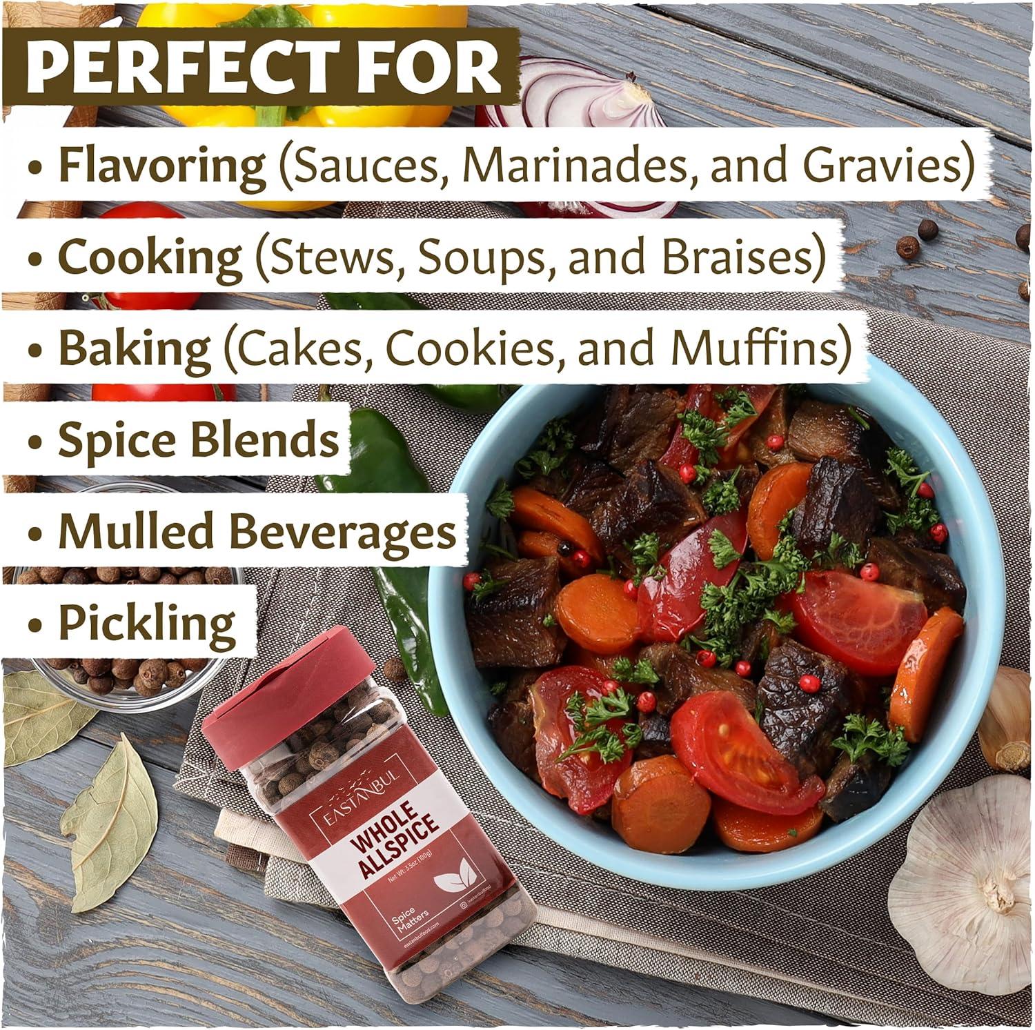 Eastanbul Allspice Berries Whole, Whole Allspice, Pimento Seeds, 3.5oz