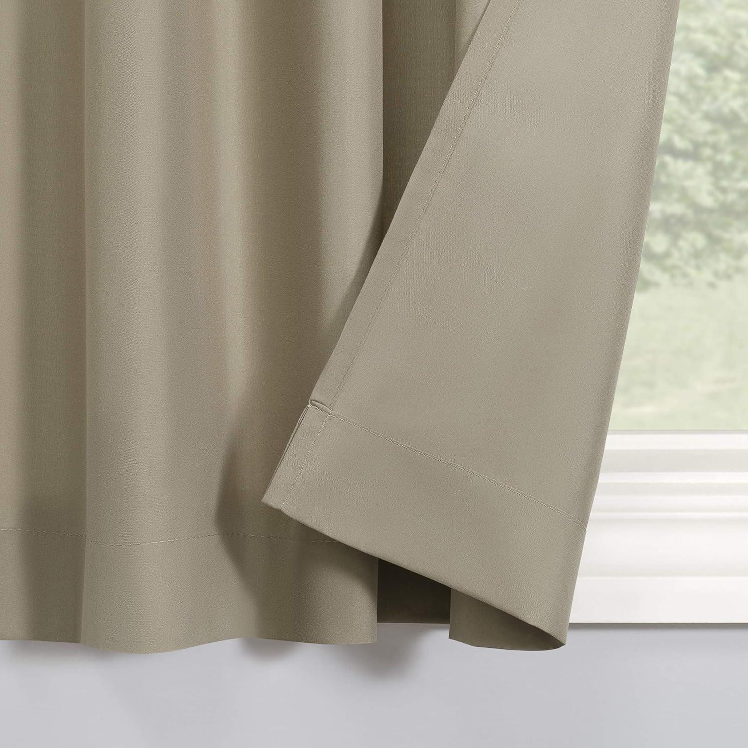 Taupe Microfiber Semi-Sheer Rod Pocket Kitchen Curtain Set