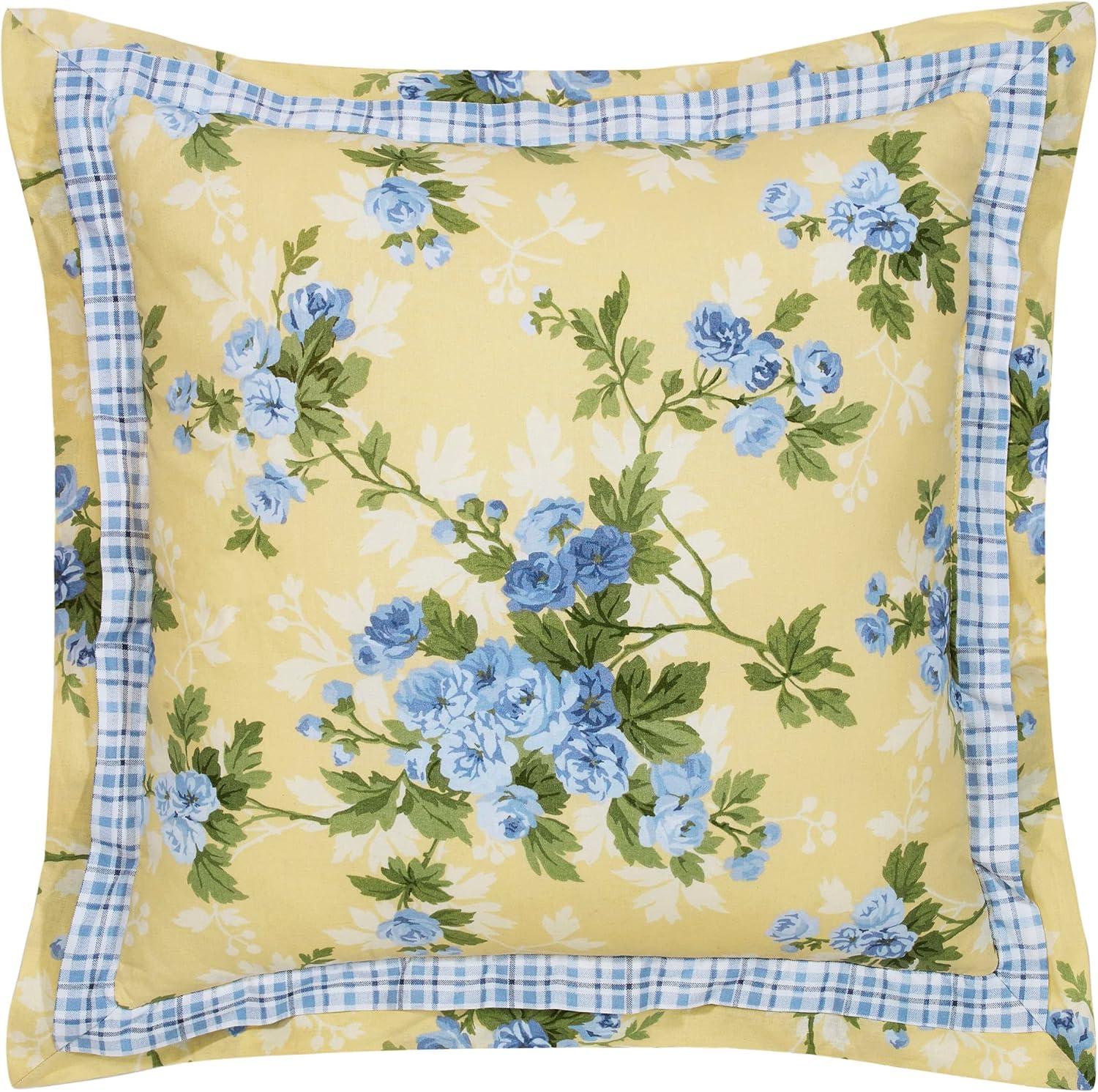 Cassidy Yellow and Blue Floral Cotton King Duvet Cover Set