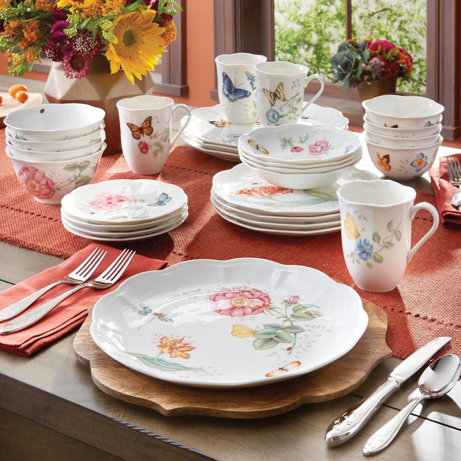 Butterfly Meadow Porcelain 28-Piece Colorful Dinnerware Set