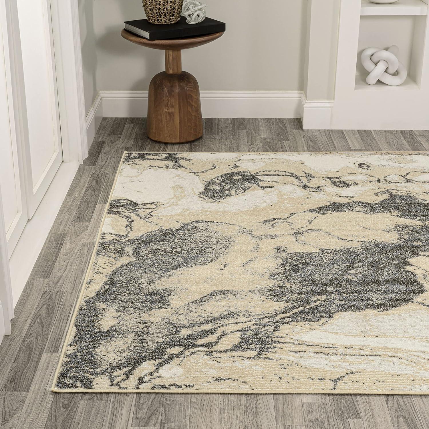 Marmo Gold & Gray Abstract Marbled 5' x 8' Synthetic Rug