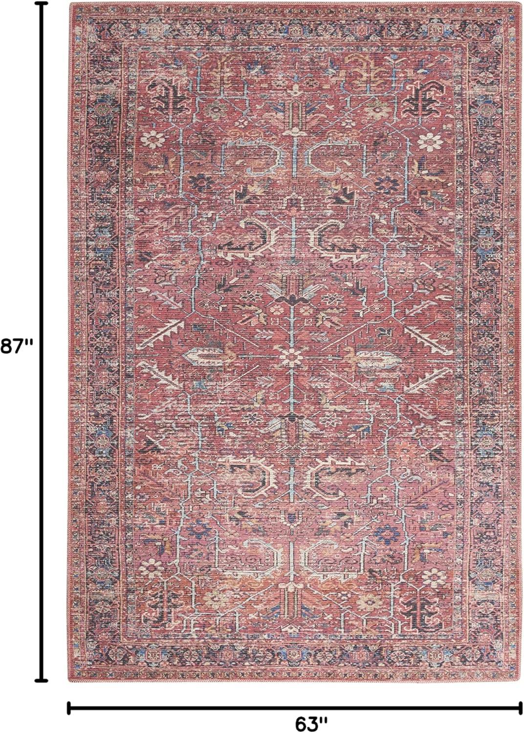 Machine Washable Oriental Red Area Rug