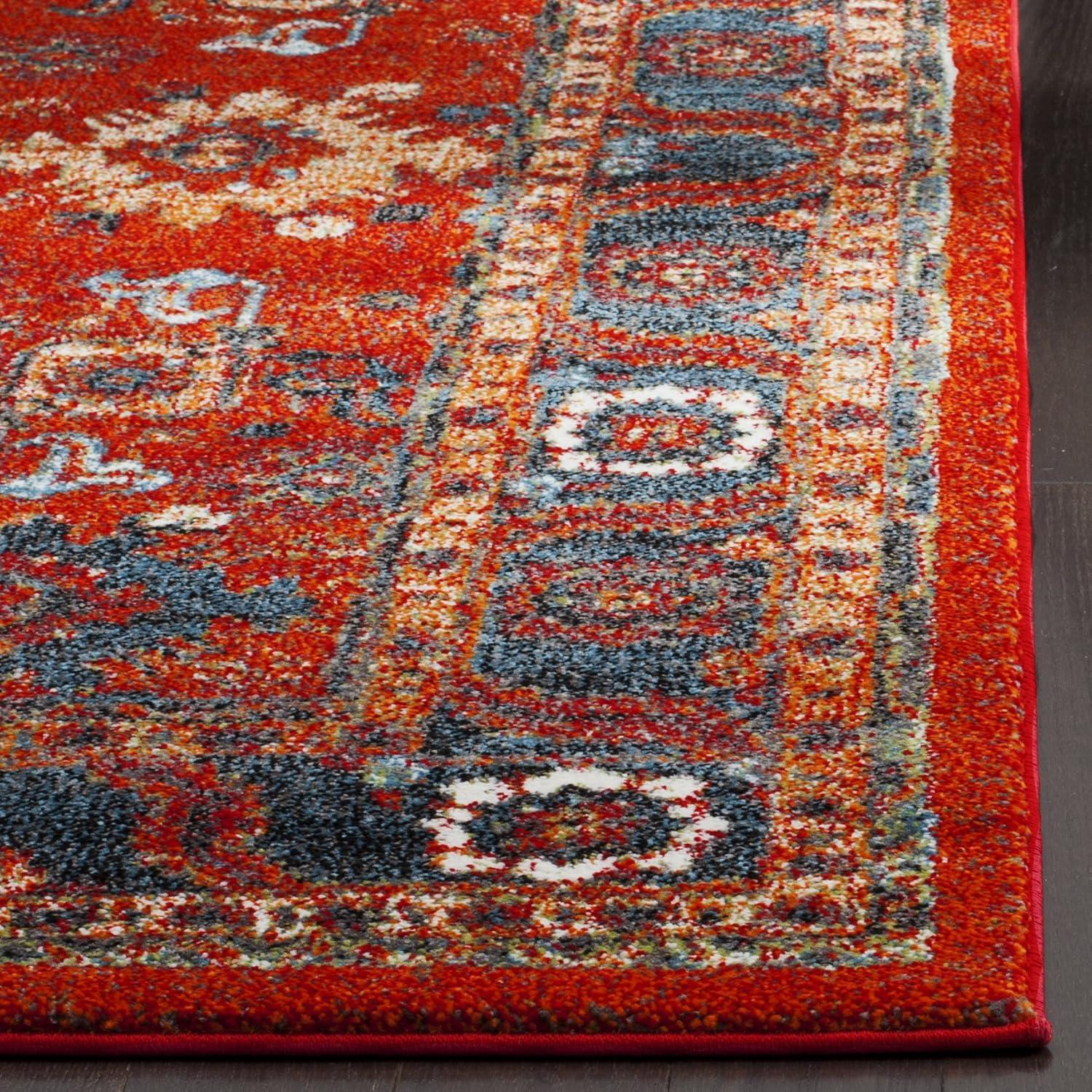 Vintage Hamadan VTH214 Power Loomed Indoor Area Rug - Orange/Blue - 6'7"x6'7" - Safavieh