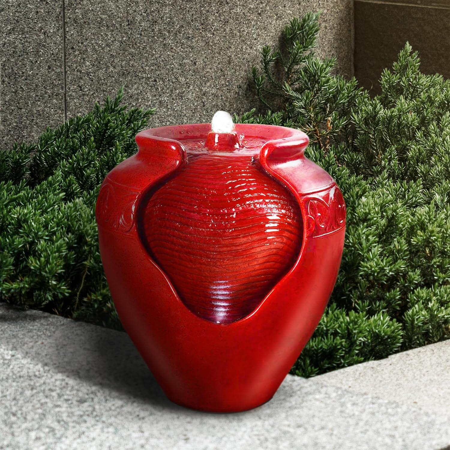 Teamson Home 16.93" Outdoor Glazed Pot Water Fountain