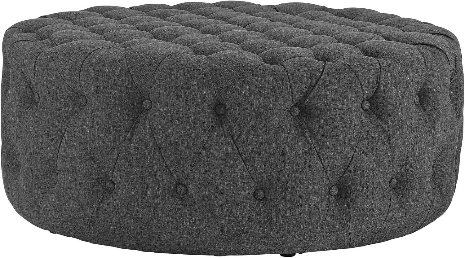 Modway Amour Modern Upholstered Fabric and Solid Wood Ottoman in Gray