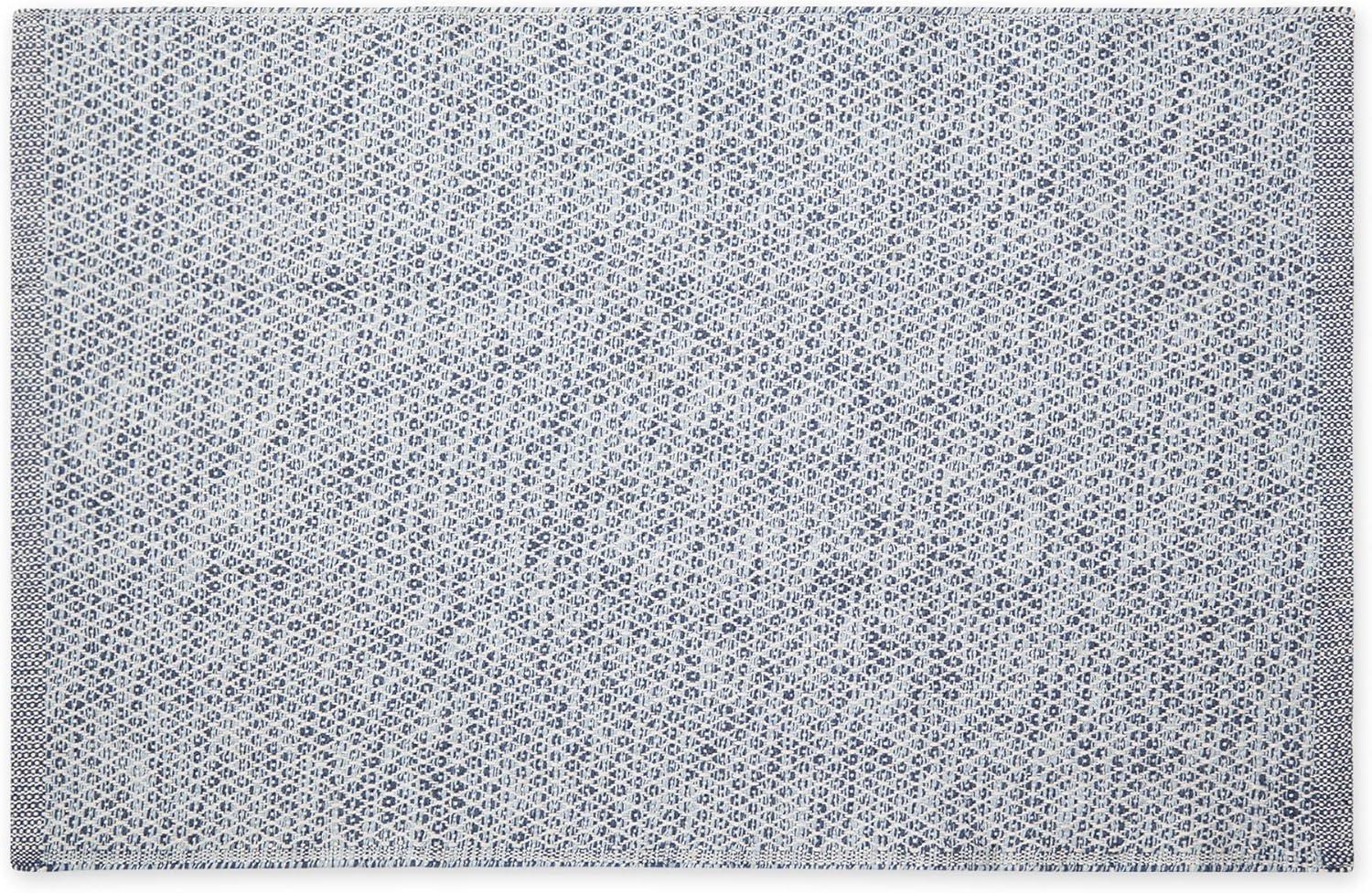 Stonewash Blue Diamond Handwoven Cotton Rug 24x36 in