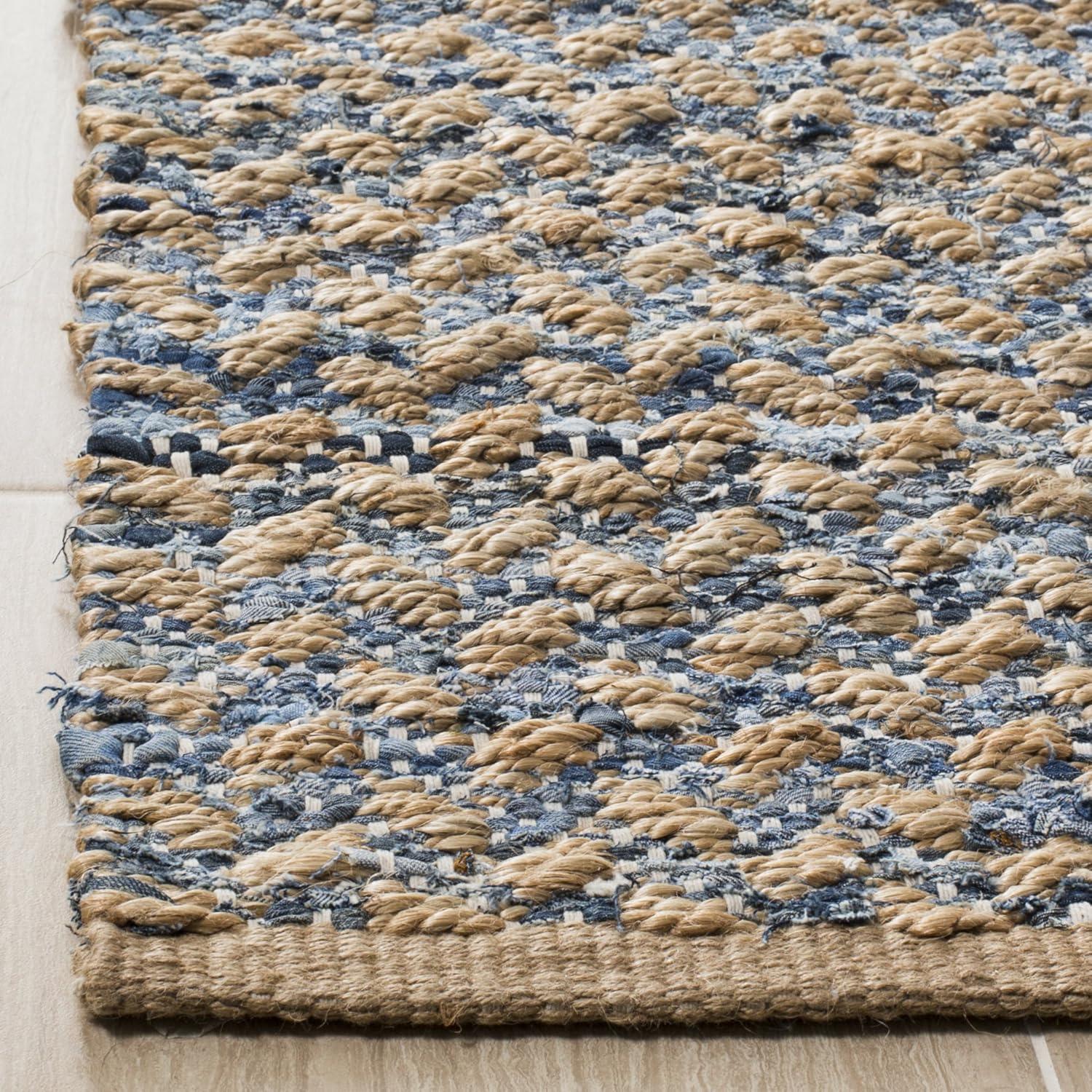Cape Cod CAP305 Hand Woven Area Rug - Blue/Natural - 4'x4' - Safavieh.