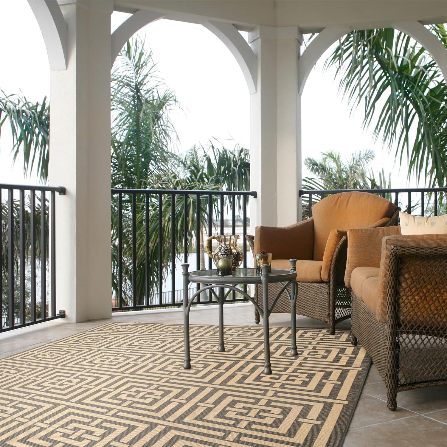 Courtyard CY6937 Power Loomed Indoor and Outdoor Area Rug - Grey/Cream - 9'x12' - Safavieh