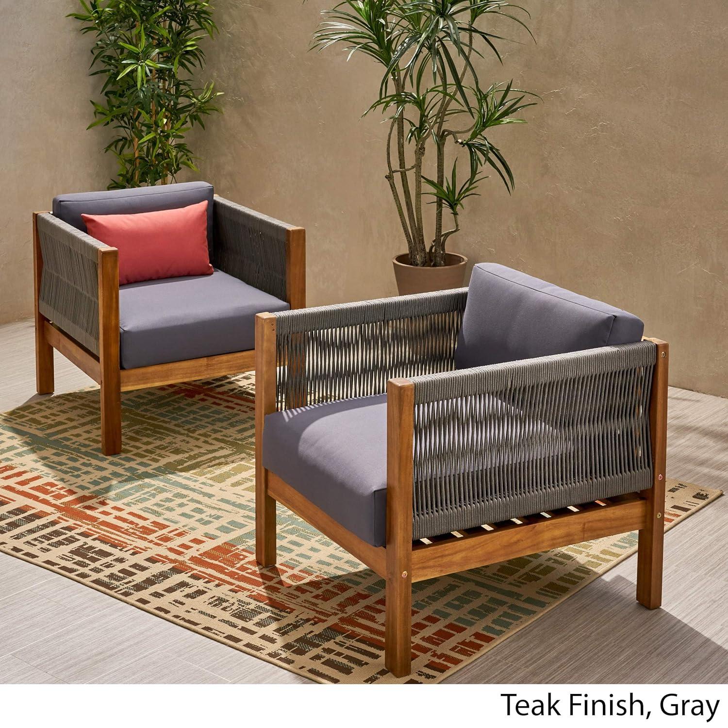Hokku Designs Set of 2 Teak Club Chair, Elegant Acacia Wood Design with Rich Color and Timeless Style