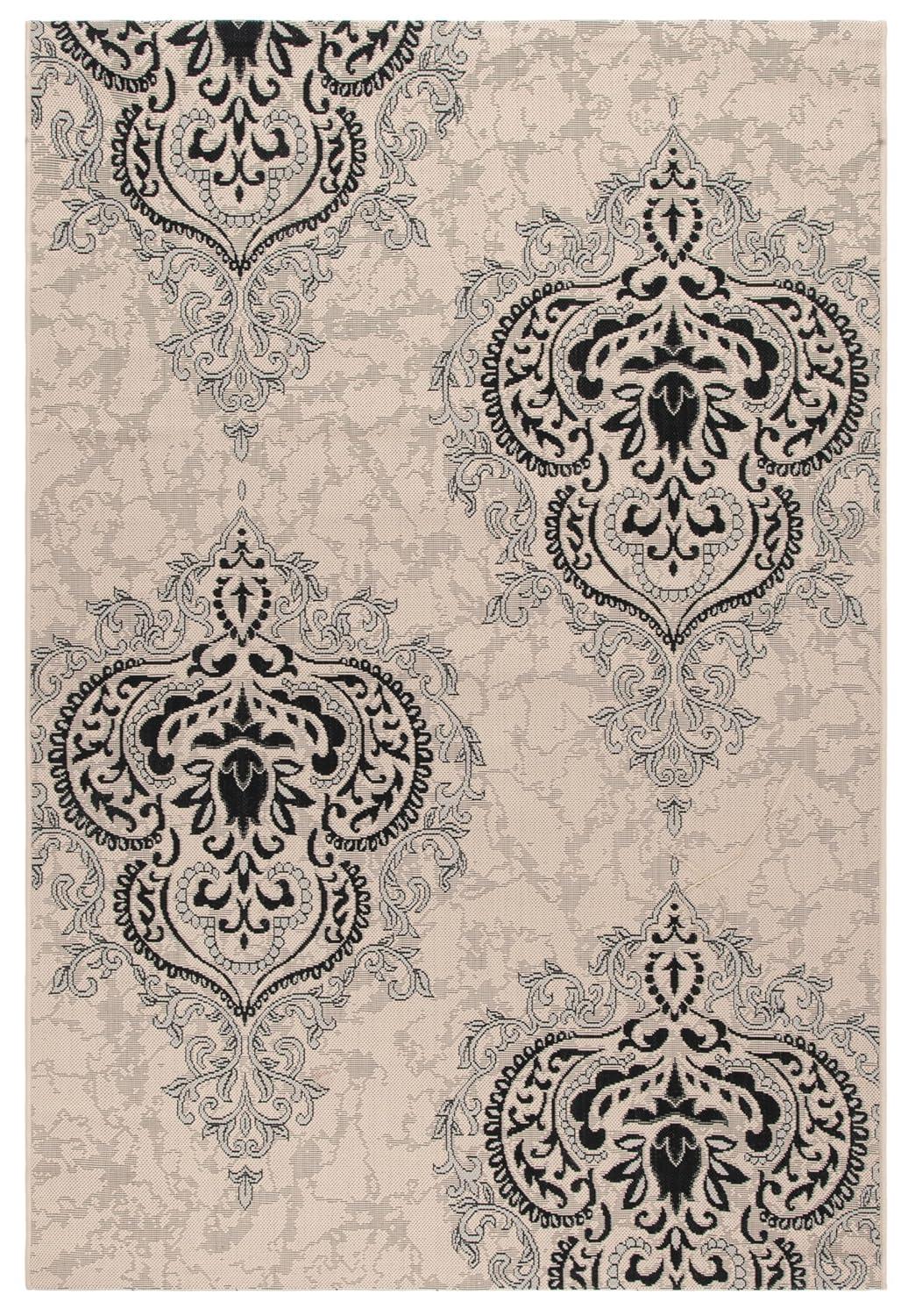 Courtyard CY7926 Power Loomed Indoor/Outdoor Area Rug - Cream/Black - 5'3"x7'7" - Safavieh.