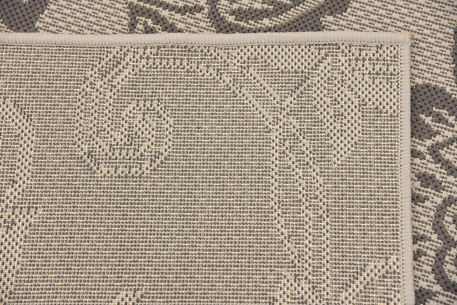 Unique Loom Outdoor Botanical Collection Area Rug - Floral (2' 2" x 6' 1" Runner Gray/Silver)