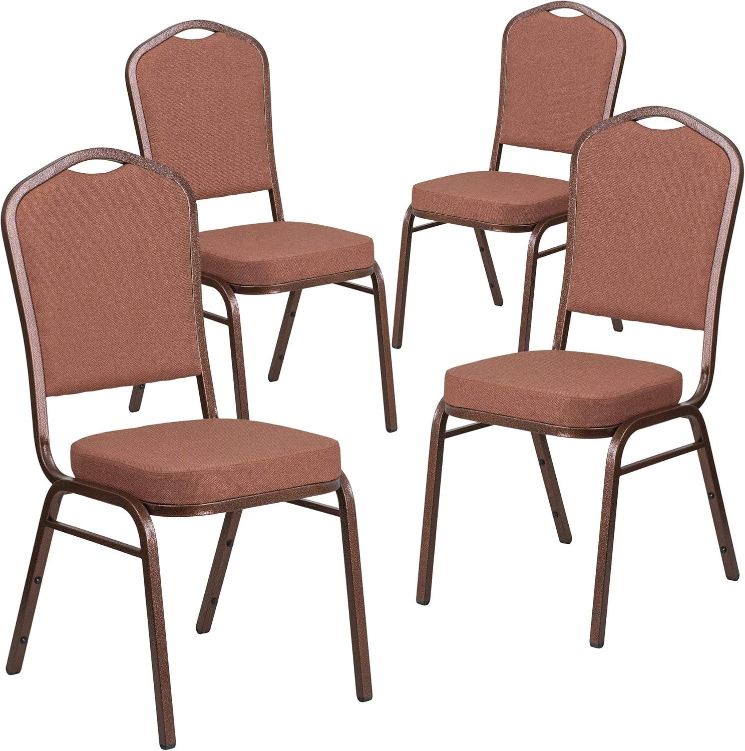 Flash Furniture 4 Pack HERCULES Series Crown Back Stacking Banquet Chair in Burgundy Fabric - Silver Vein Frame