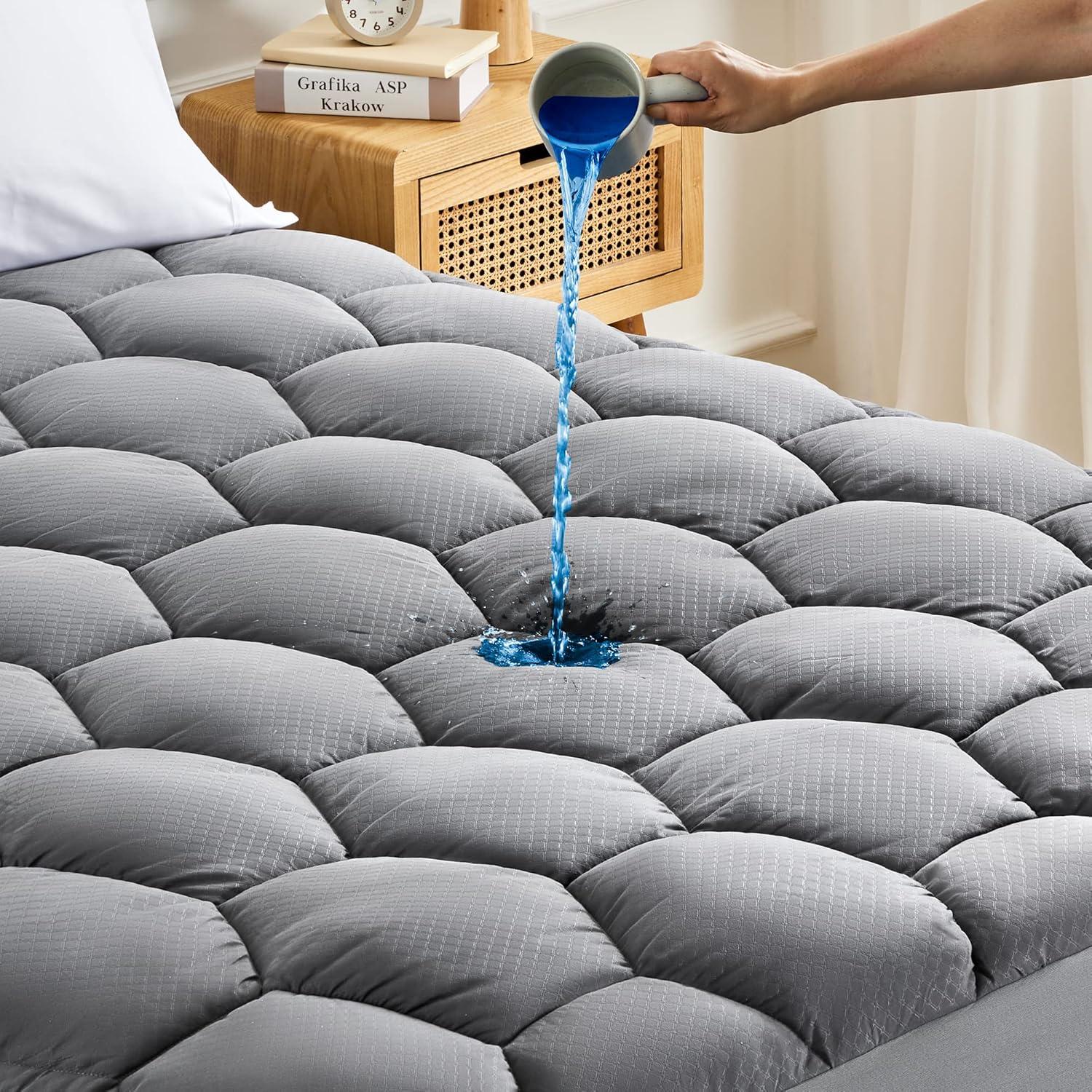 Queen Gray Waterproof Down Alternative Mattress Pad