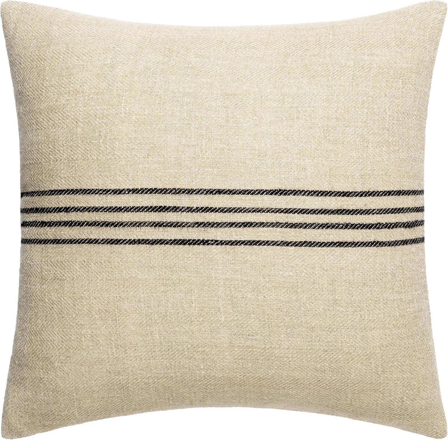 Brett Light Brown and Black Striped 18" Euro Pillow Cover