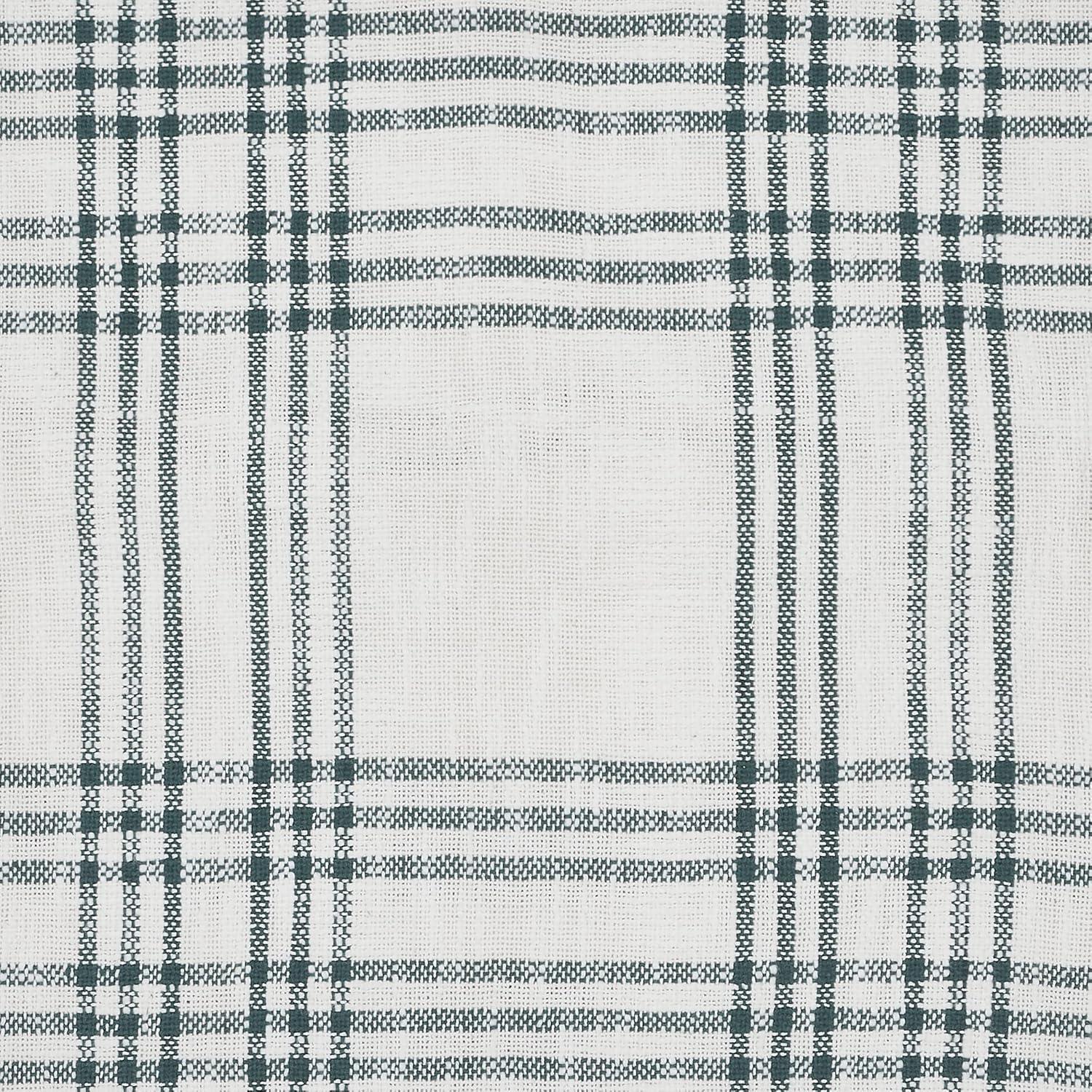 84-Inch White and Green Cotton Plaid Curtain Panel Pair