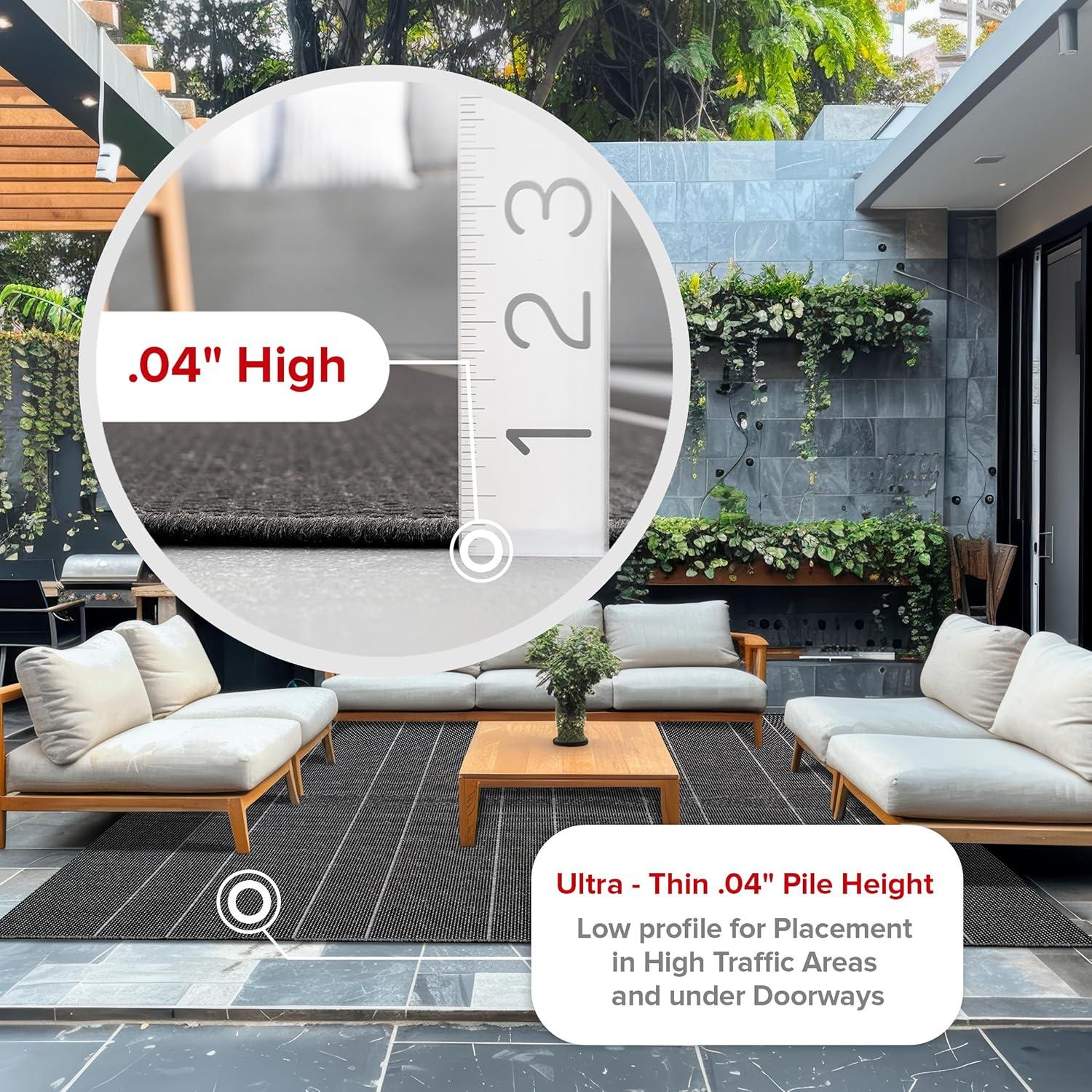 Randall Striped Machine Woven / Power Loomed Indoor/Outdoor Patio Rug