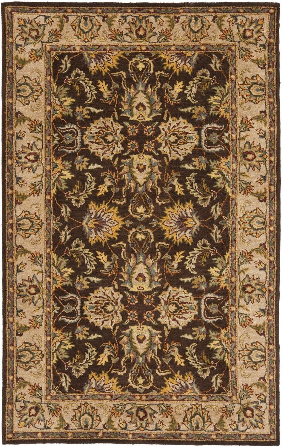 Ivory and Brown Hand-Tufted Wool Area Rug, 6' x 9'