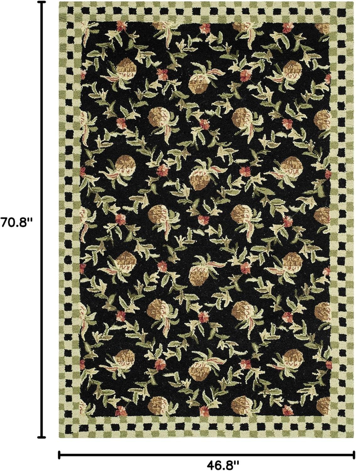 SAFAVIEH Chelsea Candelario Floral Wool Area Rug, Black/Ivory, 3'9" x 5'9"