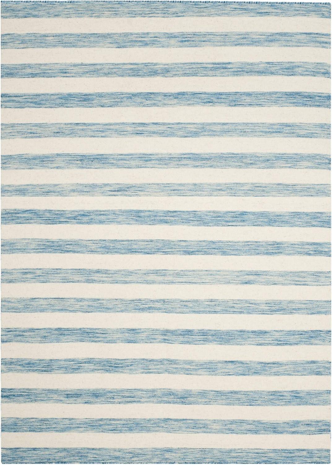 Dhurries DHU575 Hand Woven Area Rug - Aqua/Ivory - 3'x5' - Safavieh.