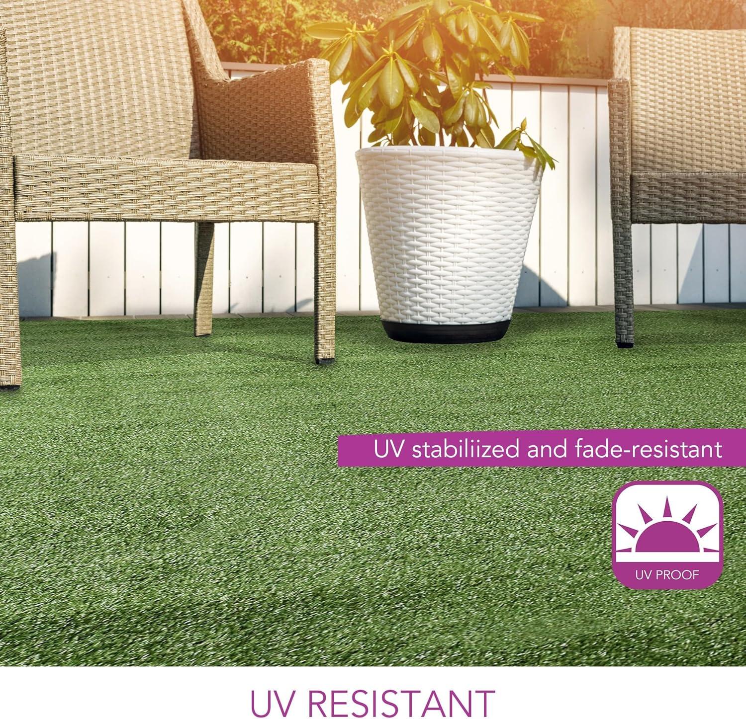 iCustomRug Synthetic Grass Rug – 4x10ft Lawn Green Turf Carpet for Patios, Yards, Boats, Camping – Indoor/Outdoor Use