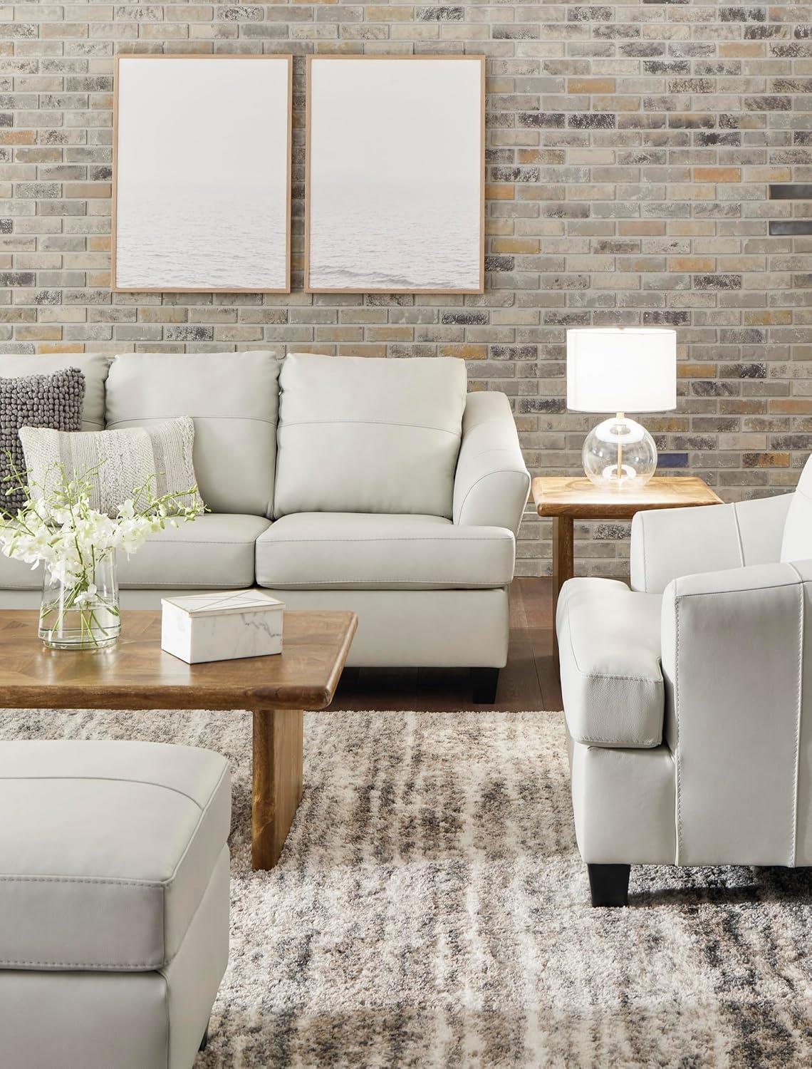 Signature Design by Ashley Contemporary Genoa Ottoman Leather Coconut