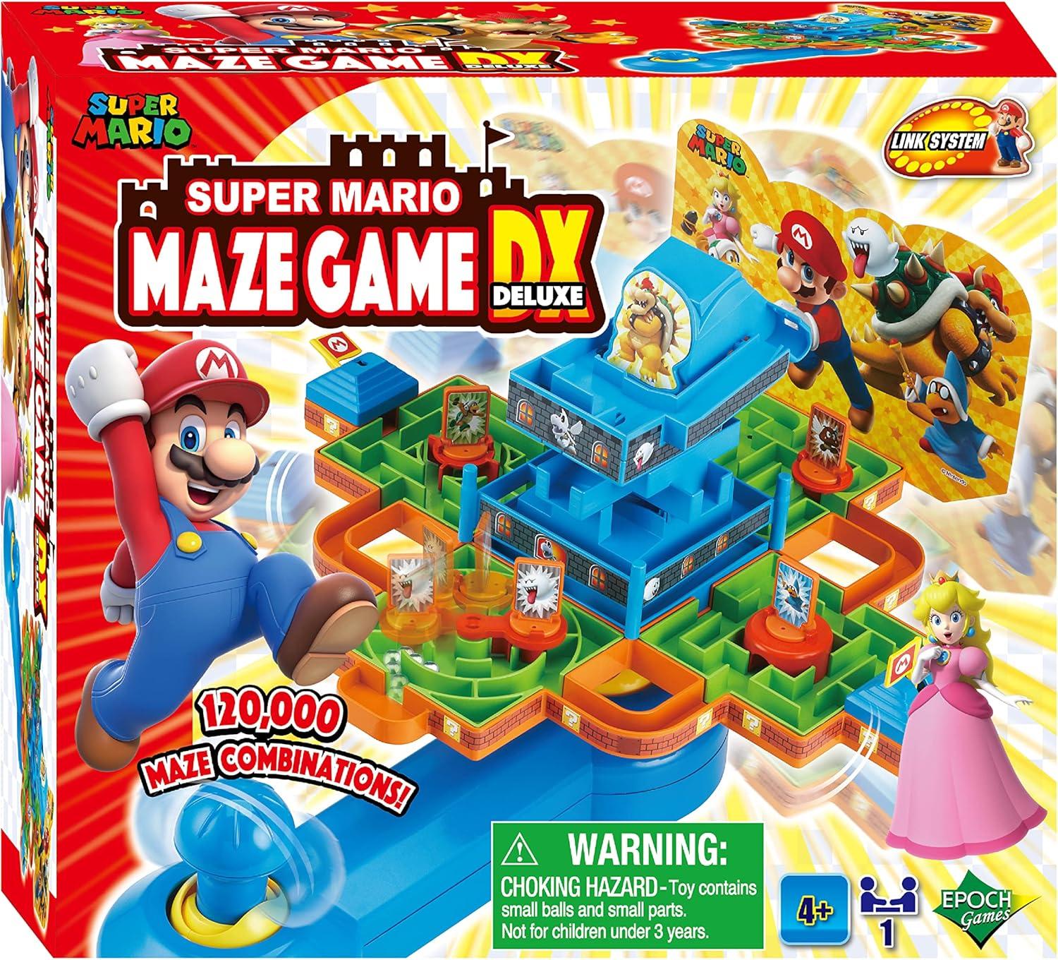 Epoch Games Super Mario Maze Game DX, Tabletop Skill and Action Game with Collectible Super Mario Action Figures