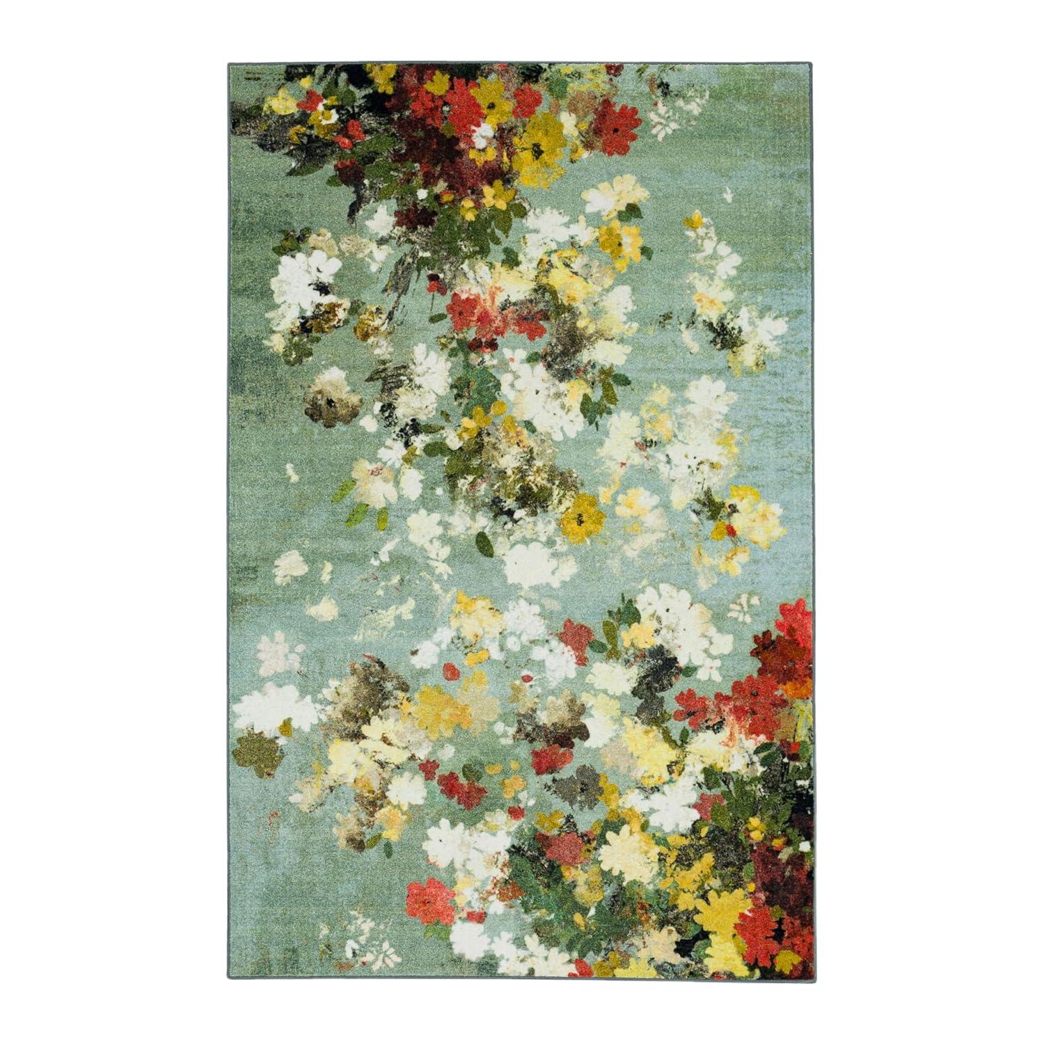 Mohawk Home Prismatic Merging Floral Multi Transitional Floral Precision Printed Area Rug, 8'x10', Green & Yellow