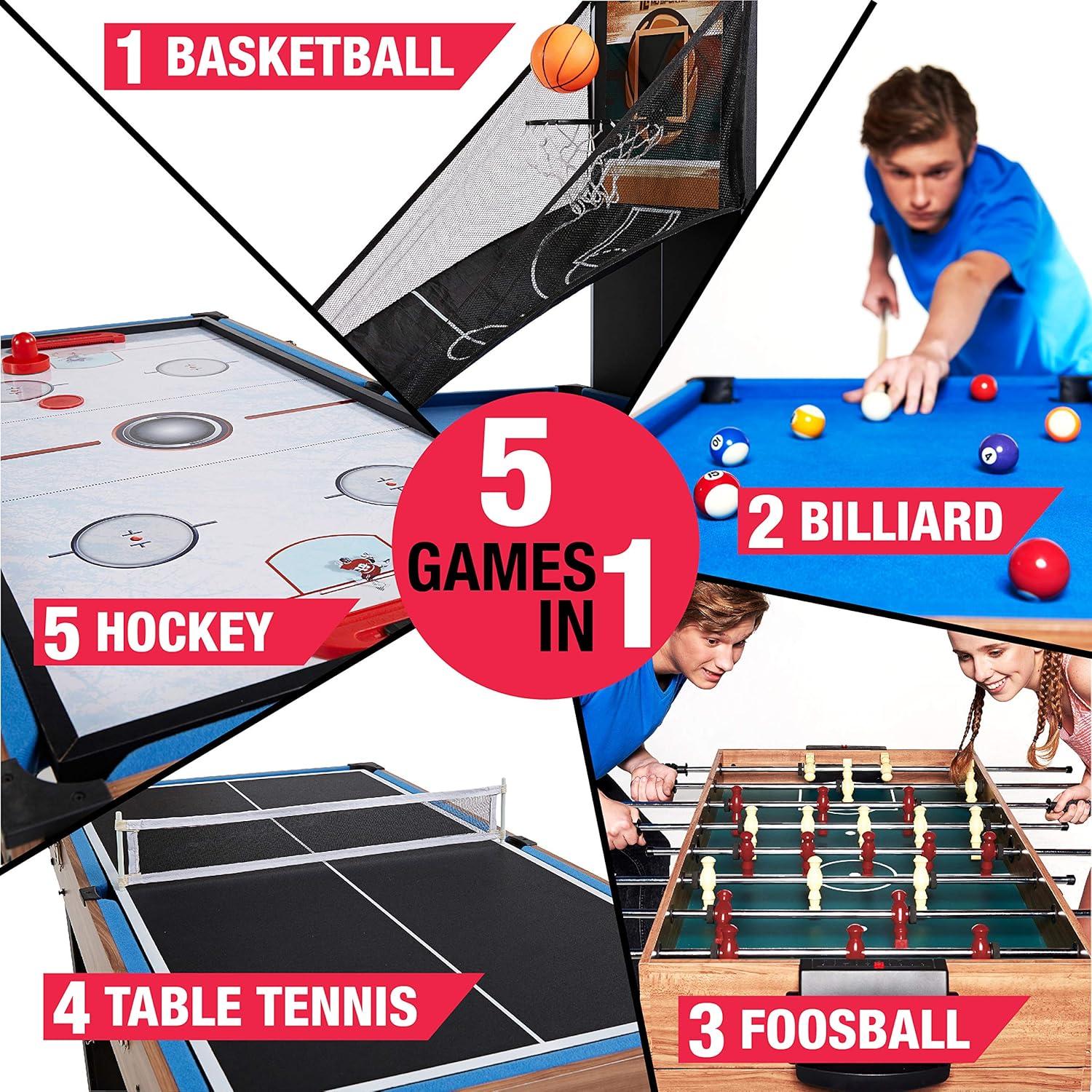 MD Sports 5 Game 48.5" Multi Game Table