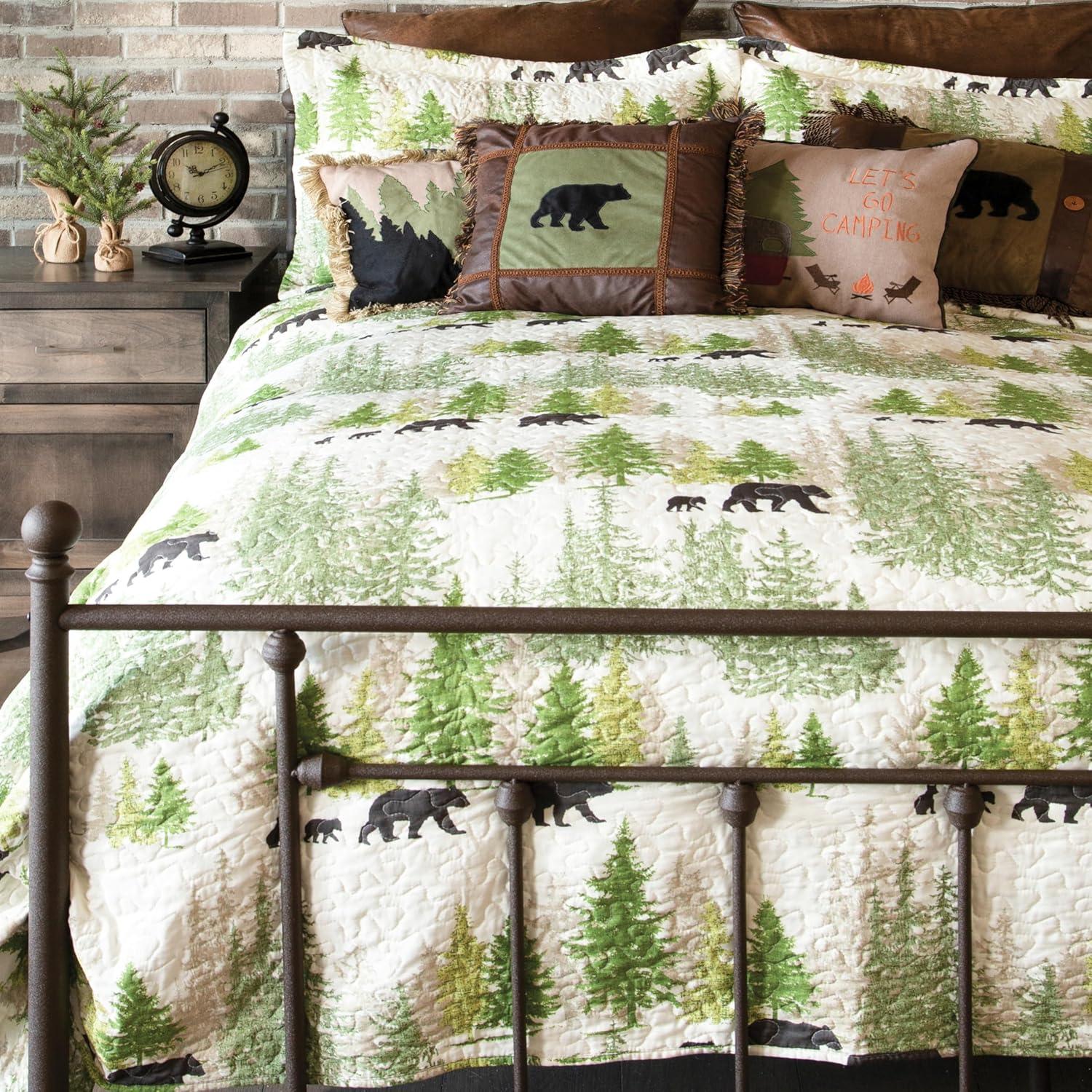 Carstens, Inc. Rustic Cabin Country Bedding Set, Microfiber Quilt, Rustic Pine Wilderness, Full/Queen