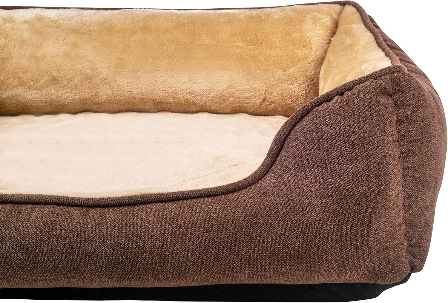 Long Rich Reversible Rectangle Pet Bed Dog Bed with Dog Paw Embroidery,Medium size, by Happycare Textiles