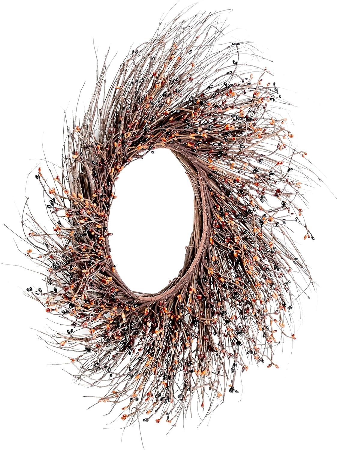 Dried Flowers and Wreaths LLC Dried Natural Quail Brush Twigs 22" Fall Wreath