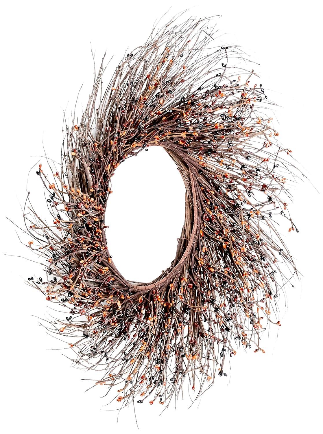 Dried Flowers and Wreaths LLC Dried Natural Quail Brush Twigs 22" Fall Wreath