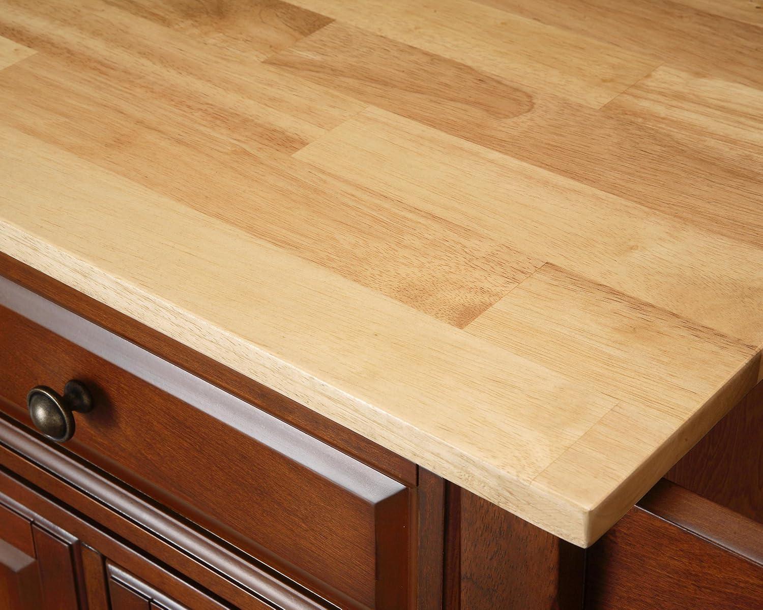 Cambridge Natural Wood Top Kitchen Island White - Crosley: Adjustable Shelves, Towel Bar, Storage Cabinets