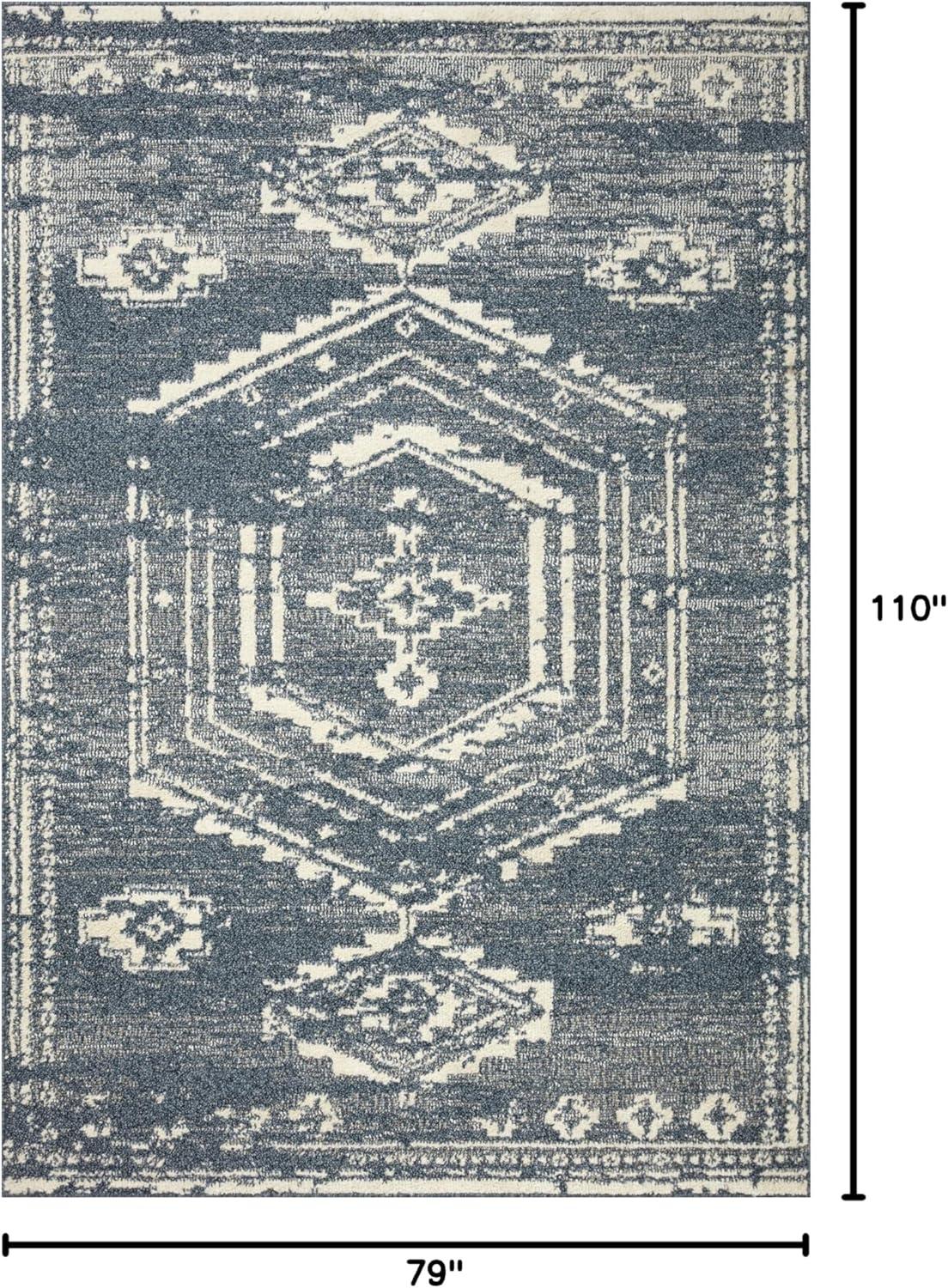 Gigi Rug by Magnolia Home by Joanna Gaines x Loloi - Denim and Ivory / 6'7" x 9'2"