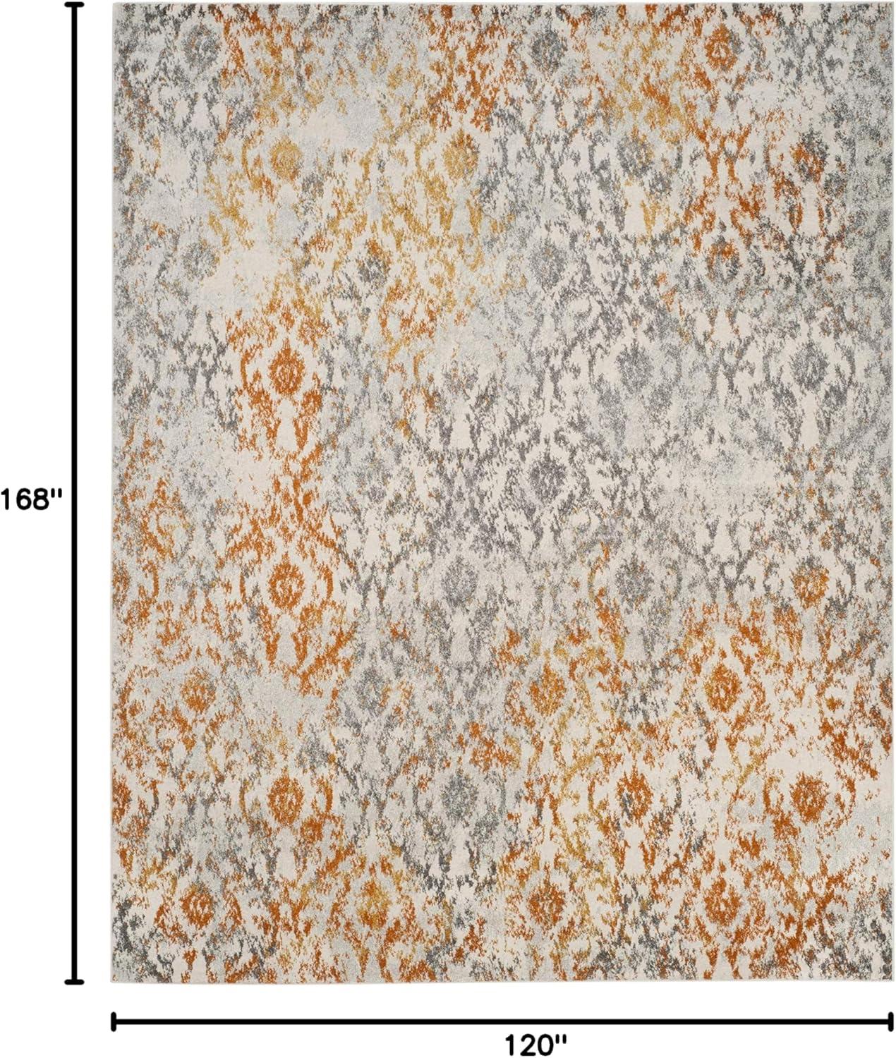 SAFAVIEH Madison Laila Damask Area Rug, Cream/Orange, 10' x 14'