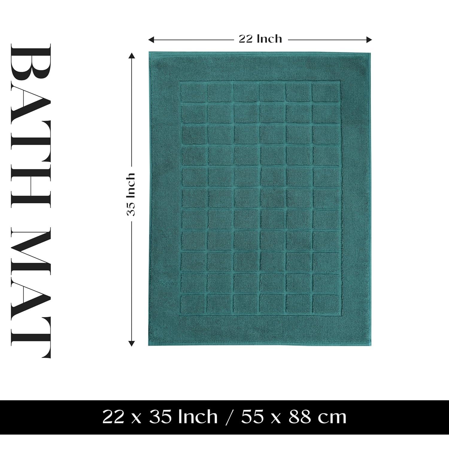 Nora Cotton Terry Solid Absorbent Thick Checkered Washable Bath Mat Set Of 2