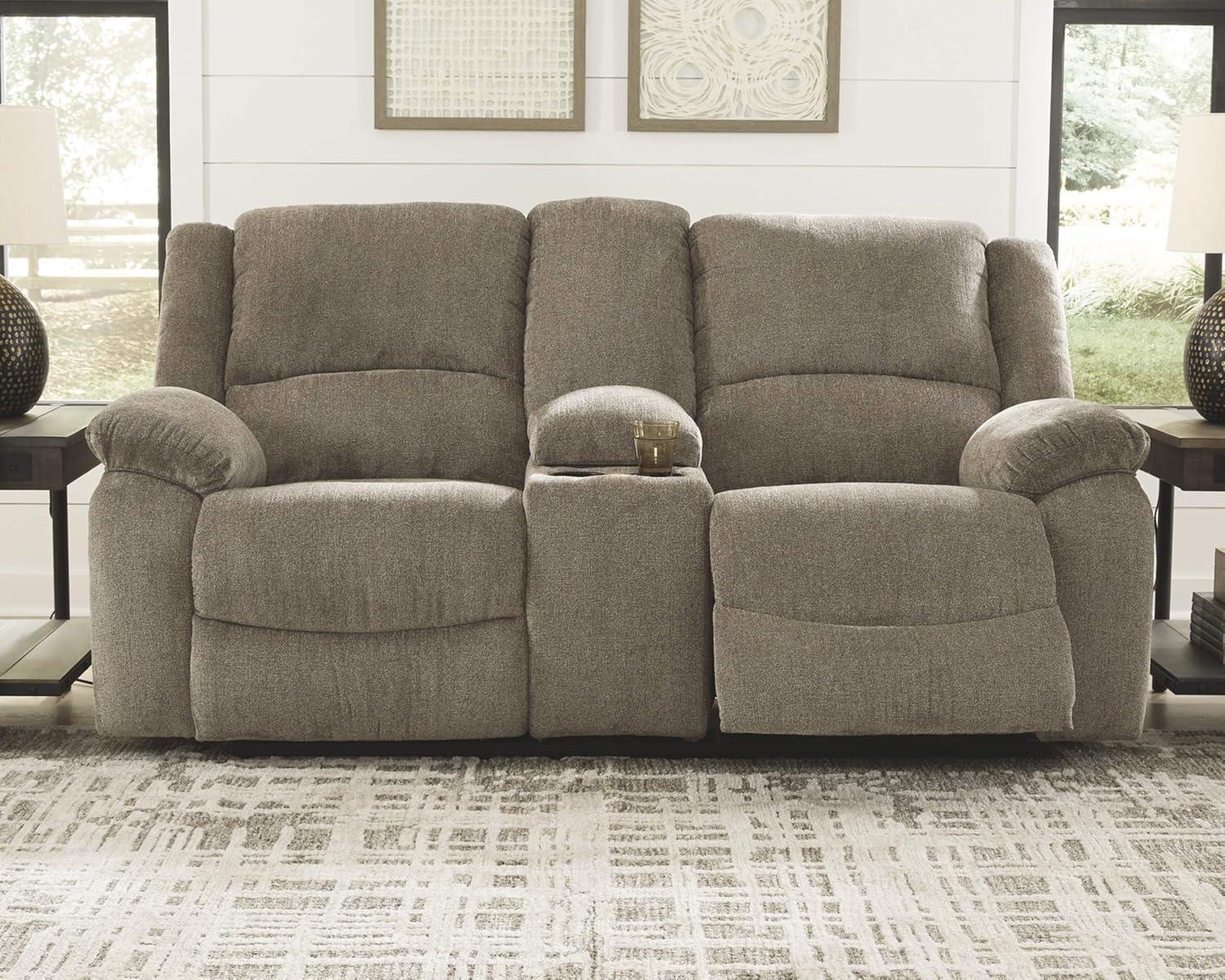 Signature Design by Ashley Draycoll Reclining Loveseat with Console in Pewter