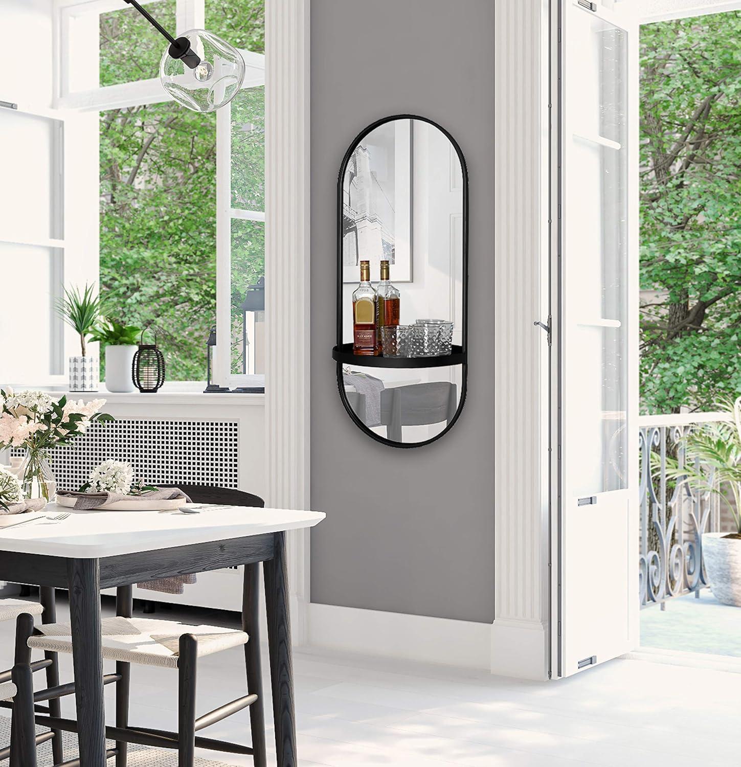 Lumi Metal Flat Mirror with Shelves