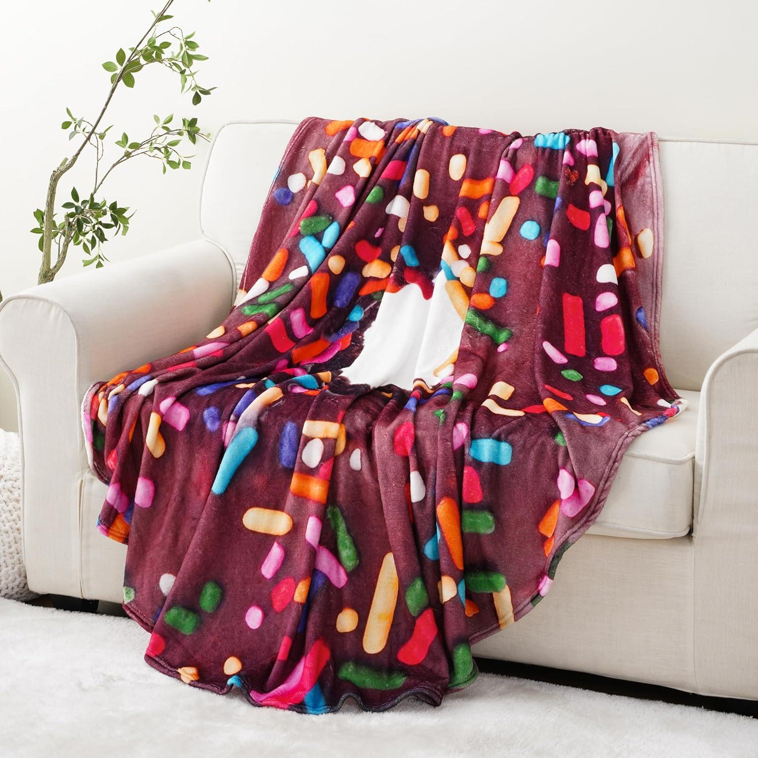 Battilo Soft and Fluffy Food Blanket,Flannel Cookie Throw Blankets,Funny Gift,71"