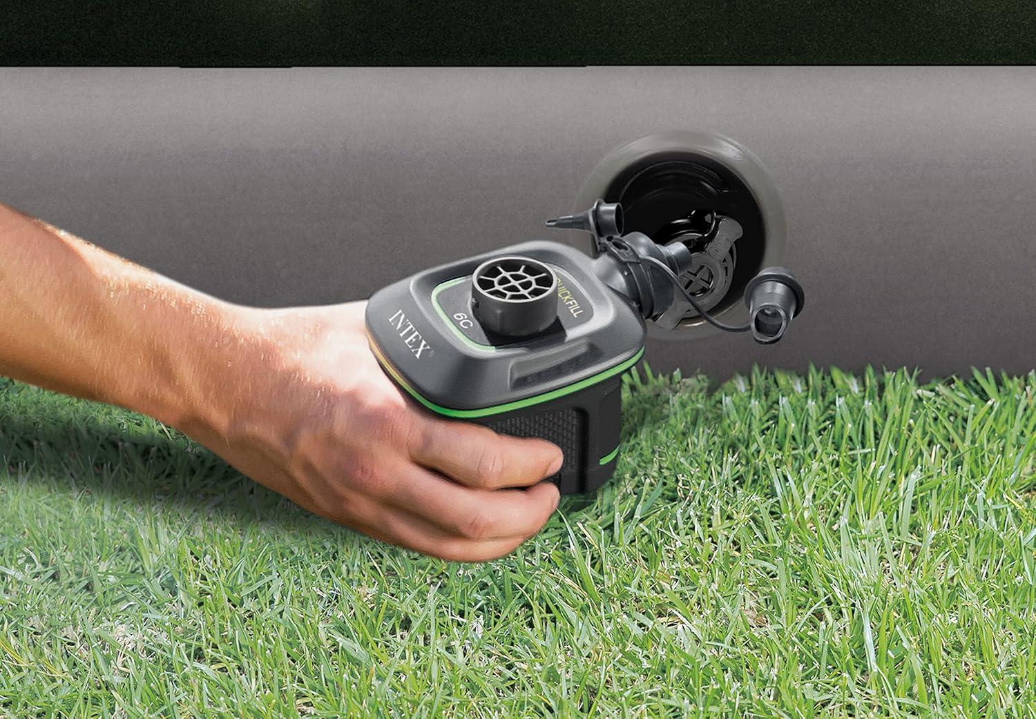 Intex Queen Dura-Beam Prestige Airbed with Battery Pump, 10" Thick