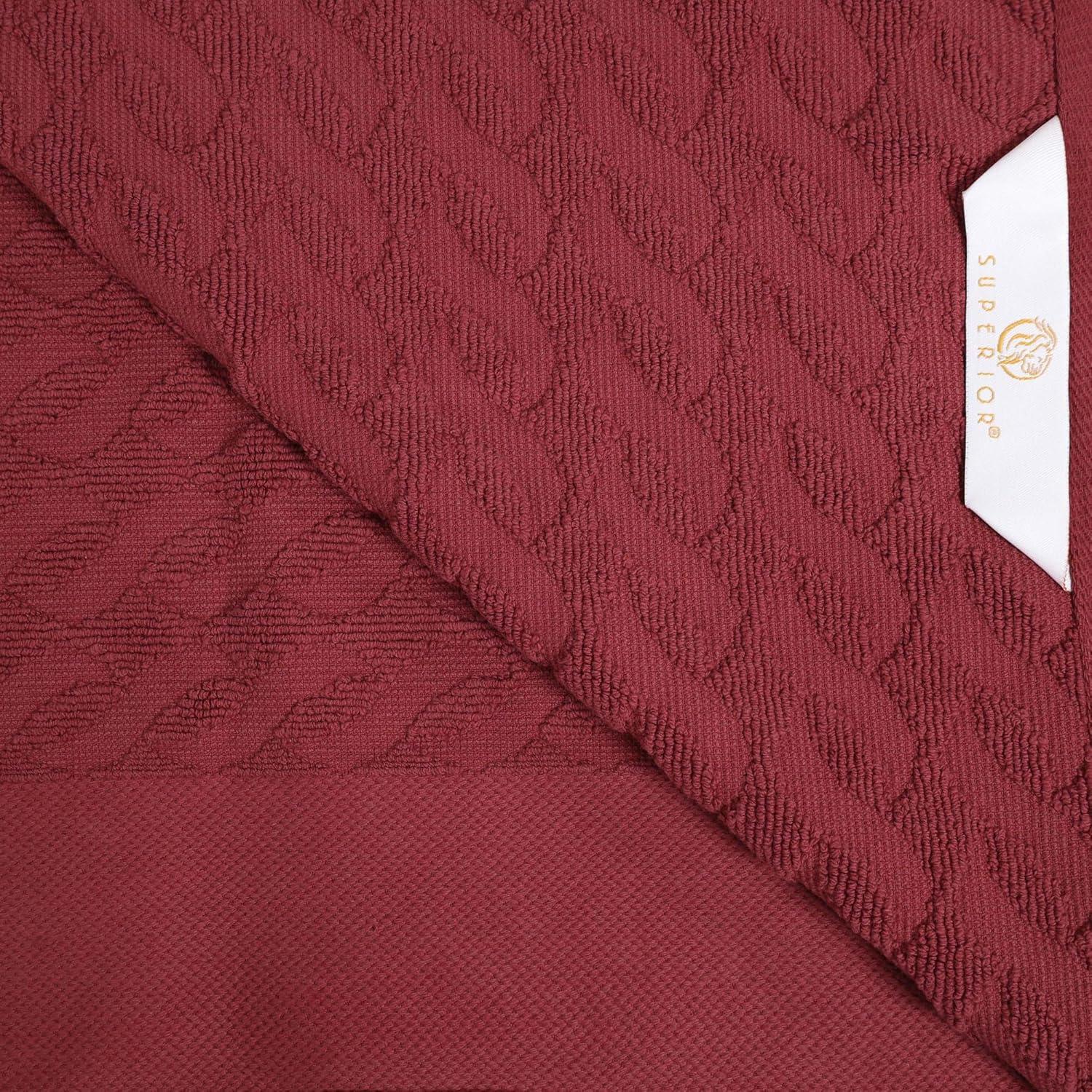 Superior Turkish Cotton Highly-absorbent 6-Piece Hand Towel Set for Bathroom, Spa, and Gym, Maroon