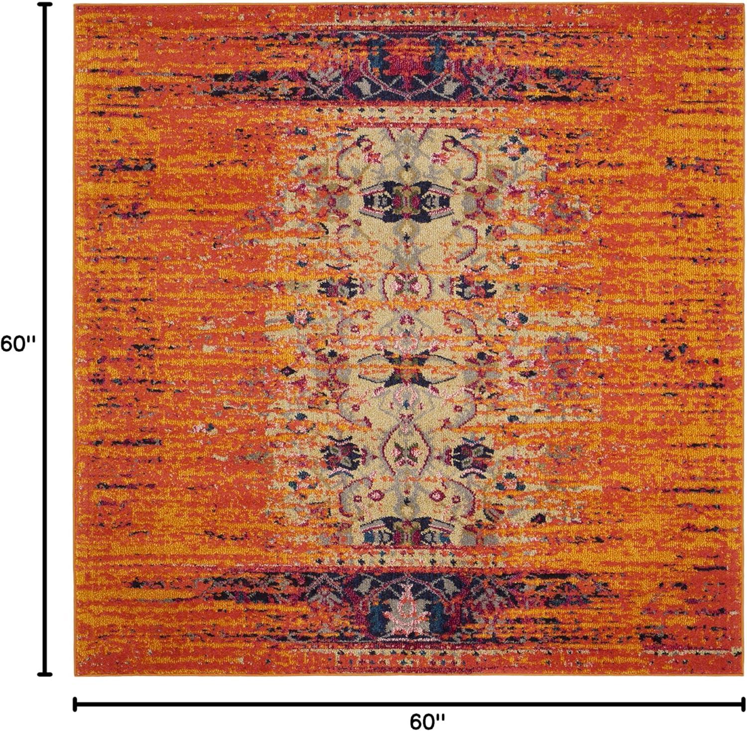 Monaco MNC209 Power Loomed Indoor Area Rug - Orange/Multi - 5'x5' - Safavieh.