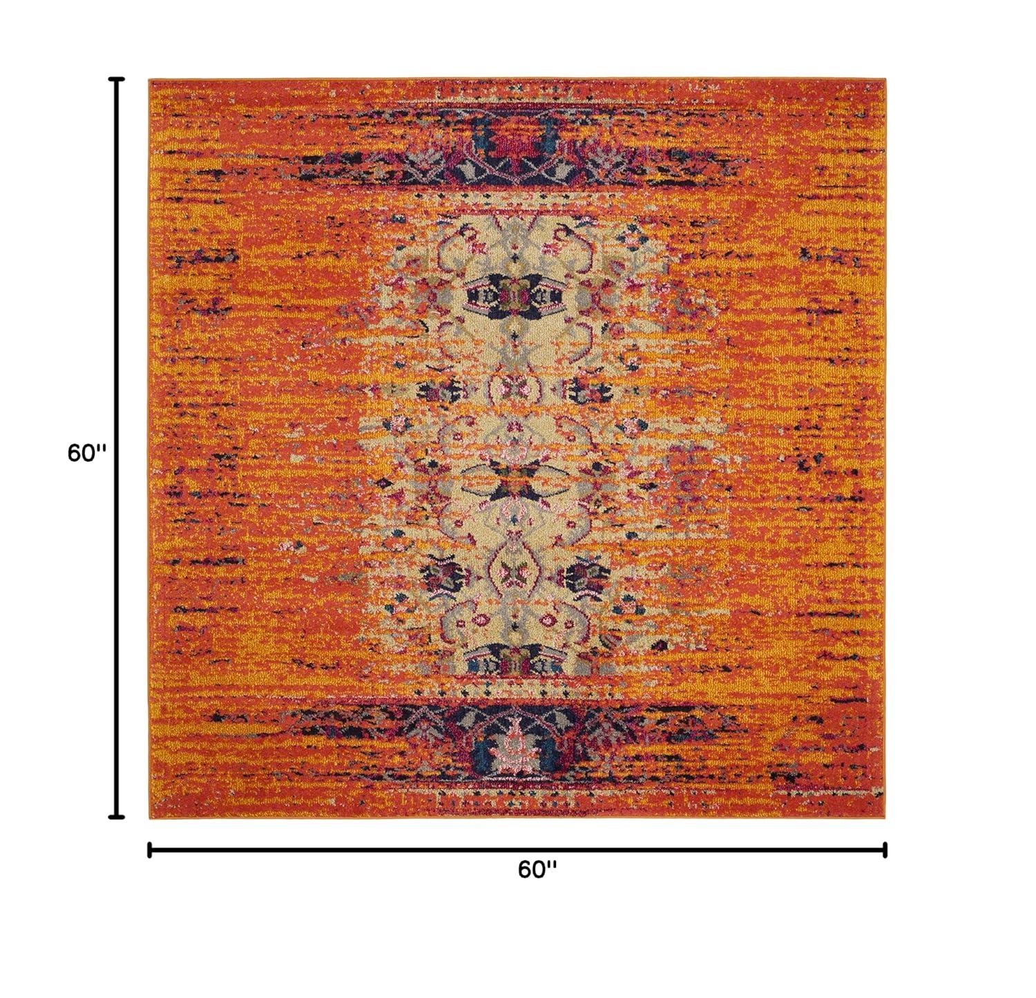 Monaco MNC209 Power Loomed Indoor Area Rug - Orange/Multi - 5'x5' - Safavieh.
