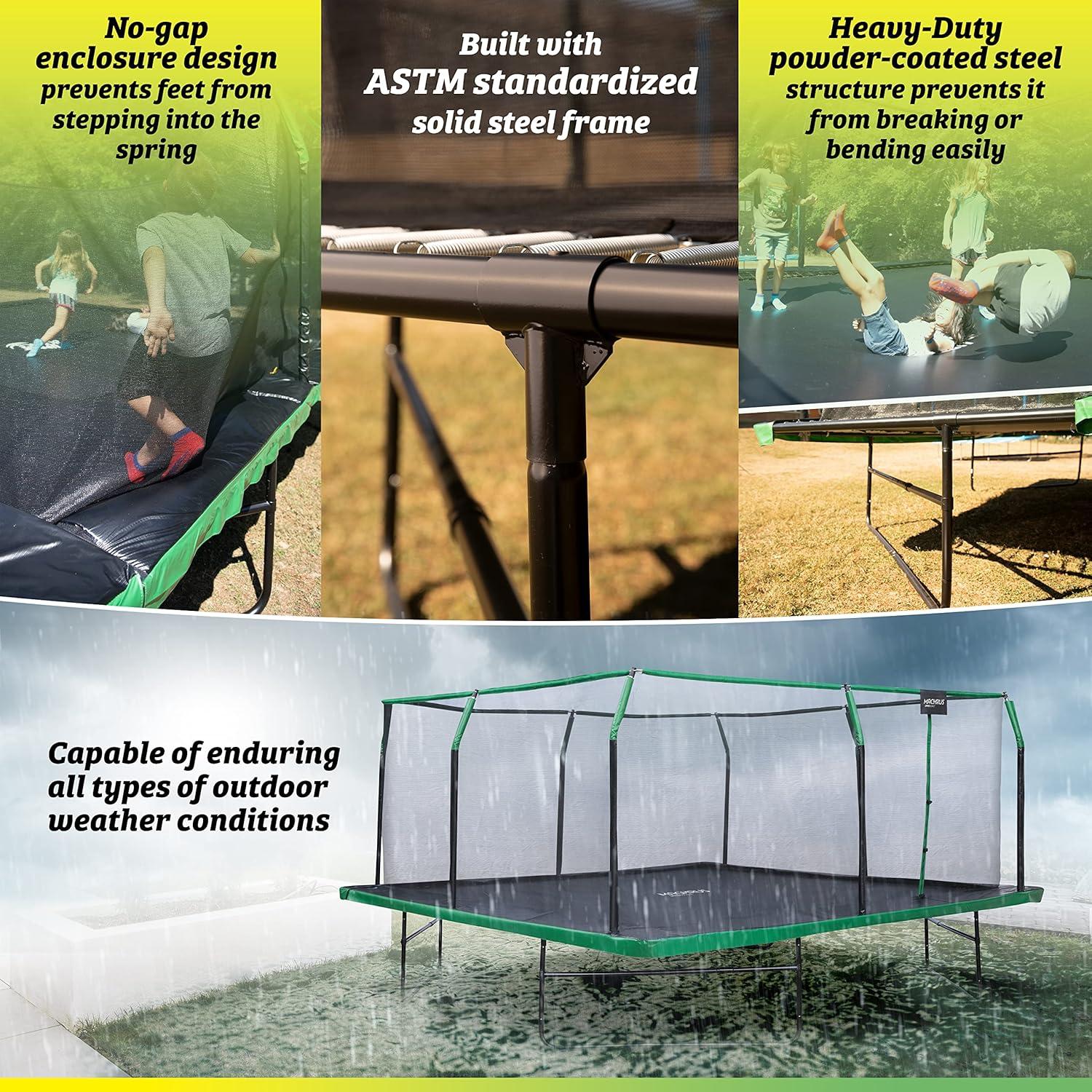 Upper Bounce Machrus Upper Bounce 12 x 12 FT Square Trampoline Set with Premium Top-Ring Enclosure and Safety Pad