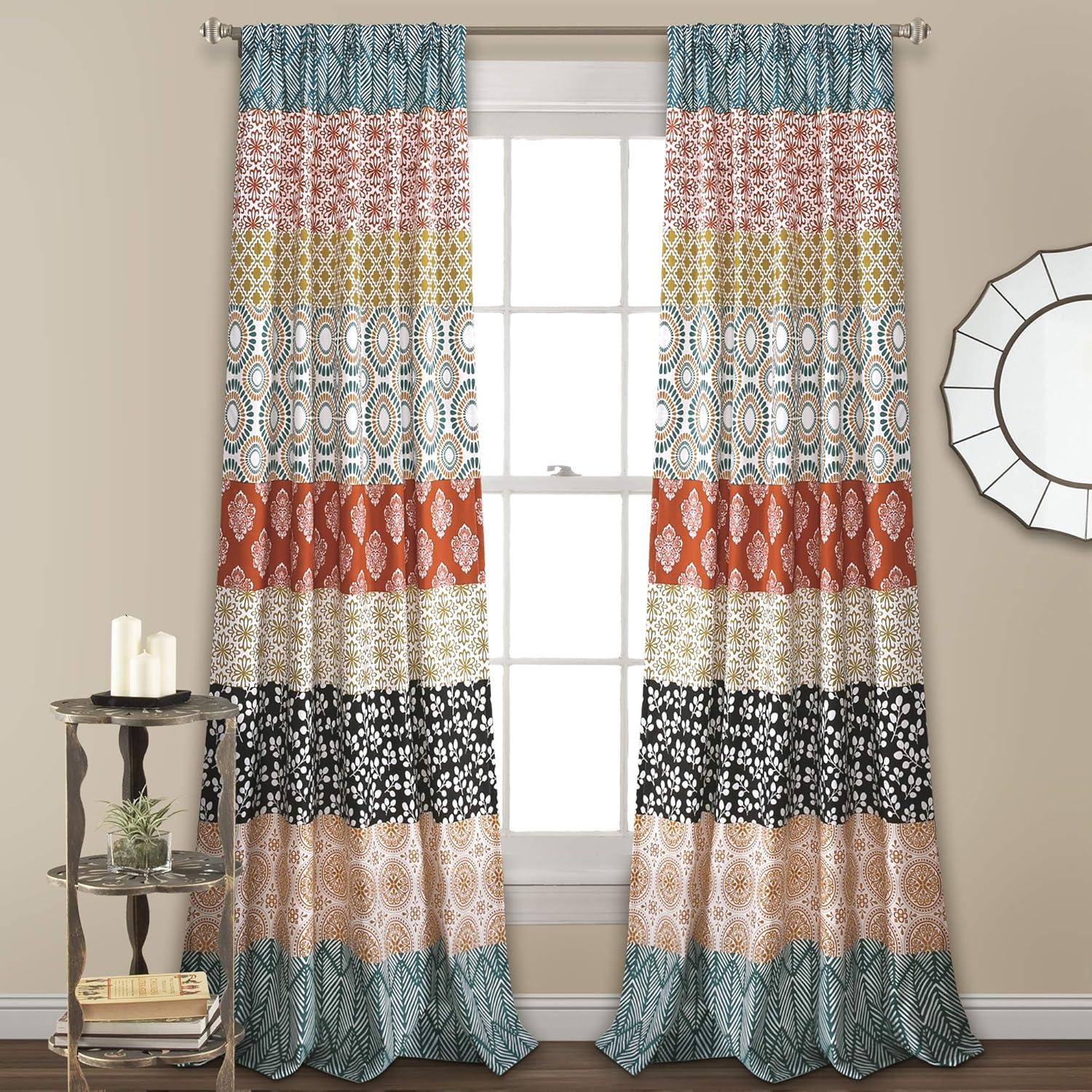 Lush Decor Bohemian Stripe Window Curtain Panels Set