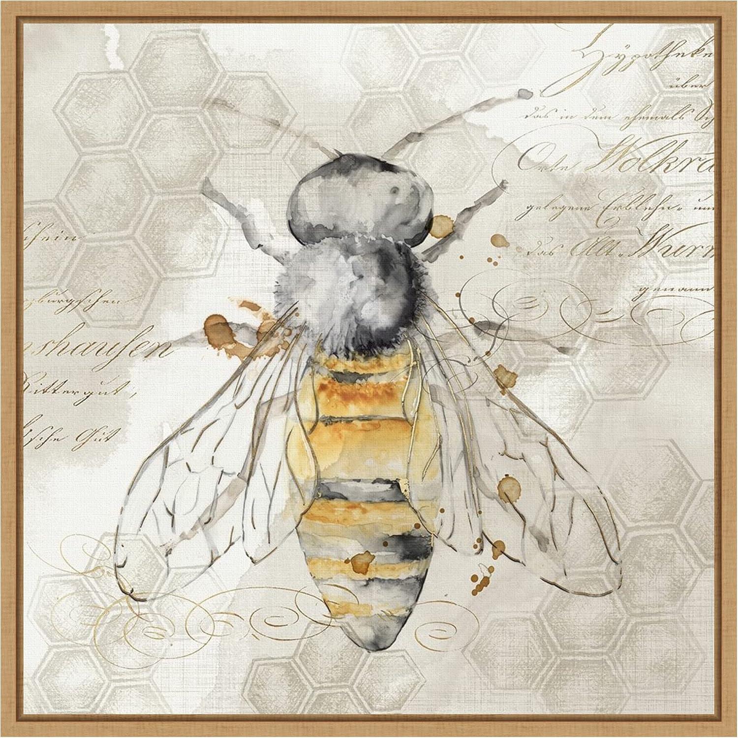 Amanti Art 16"x16" Queen Bee II by Eva Watts Framed Canvas Wall Art Print: Modern Lithograph, Insect Theme