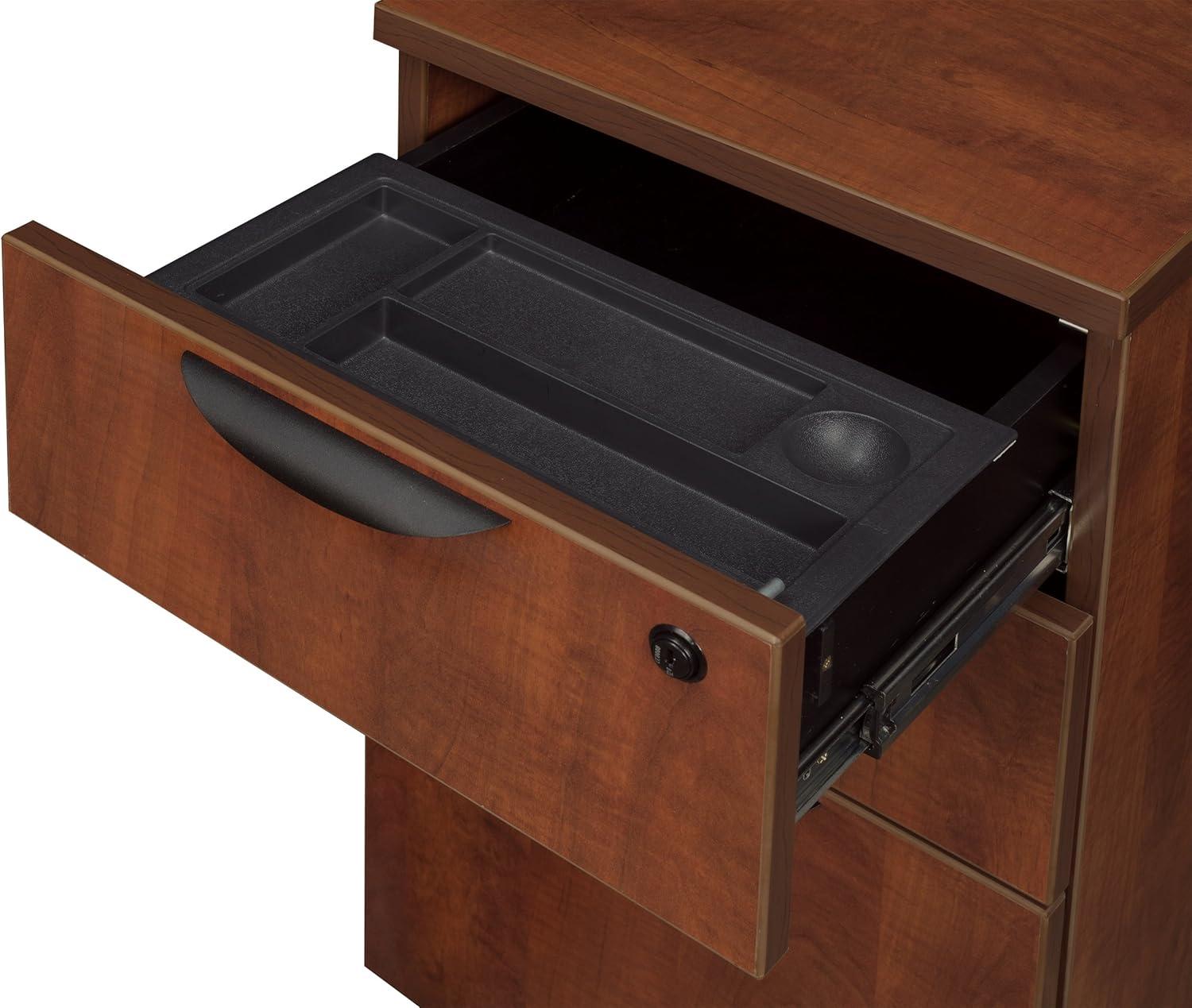 Cherry U-Shaped Executive Desk with Filing Cabinets